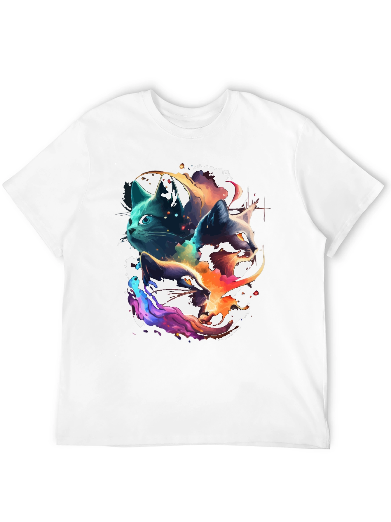 Abstract Cat Head Graphic Print Tee