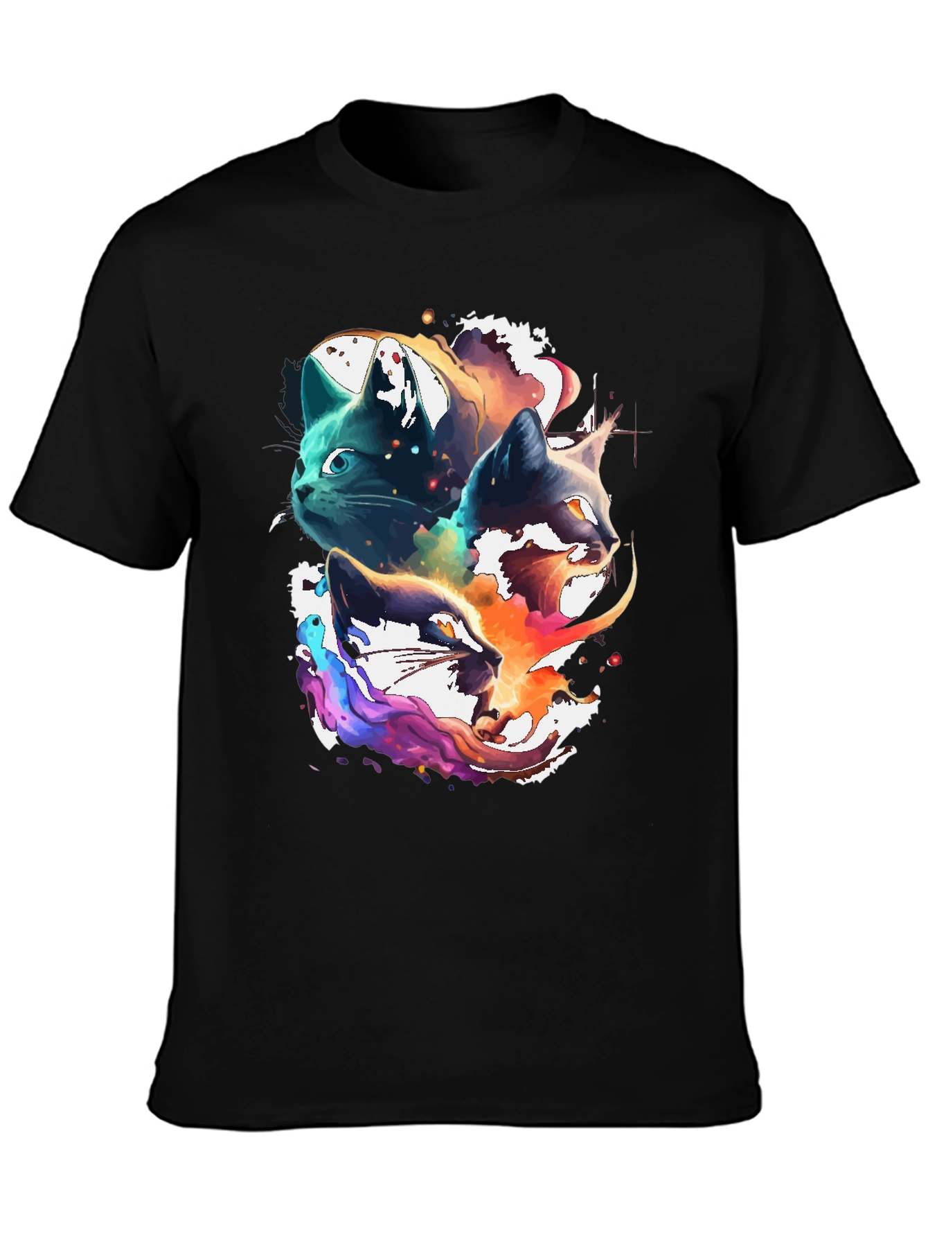 Abstract Cat Head Graphic Print Tee