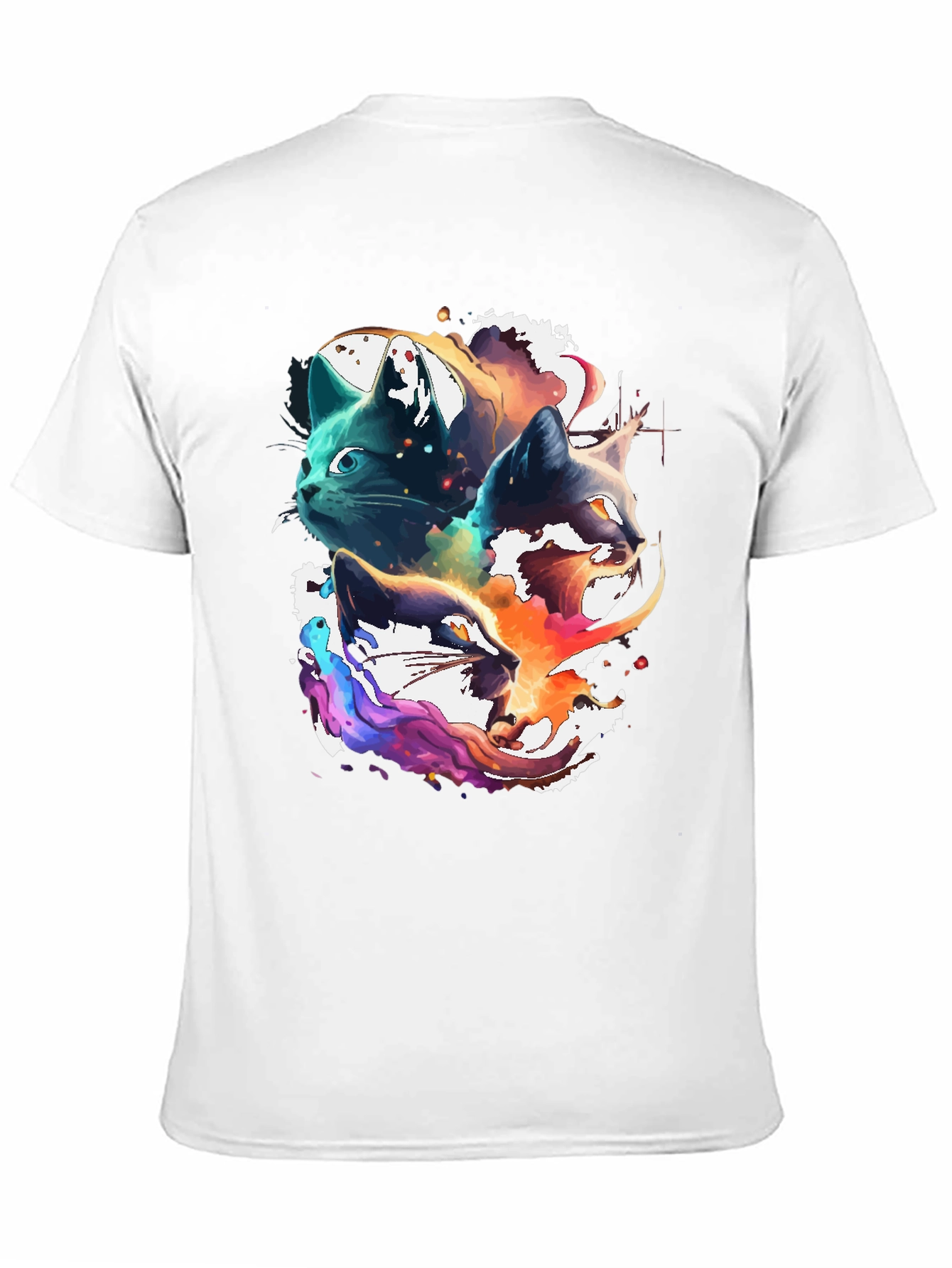 Abstract Cat Head Graphic Print Tee