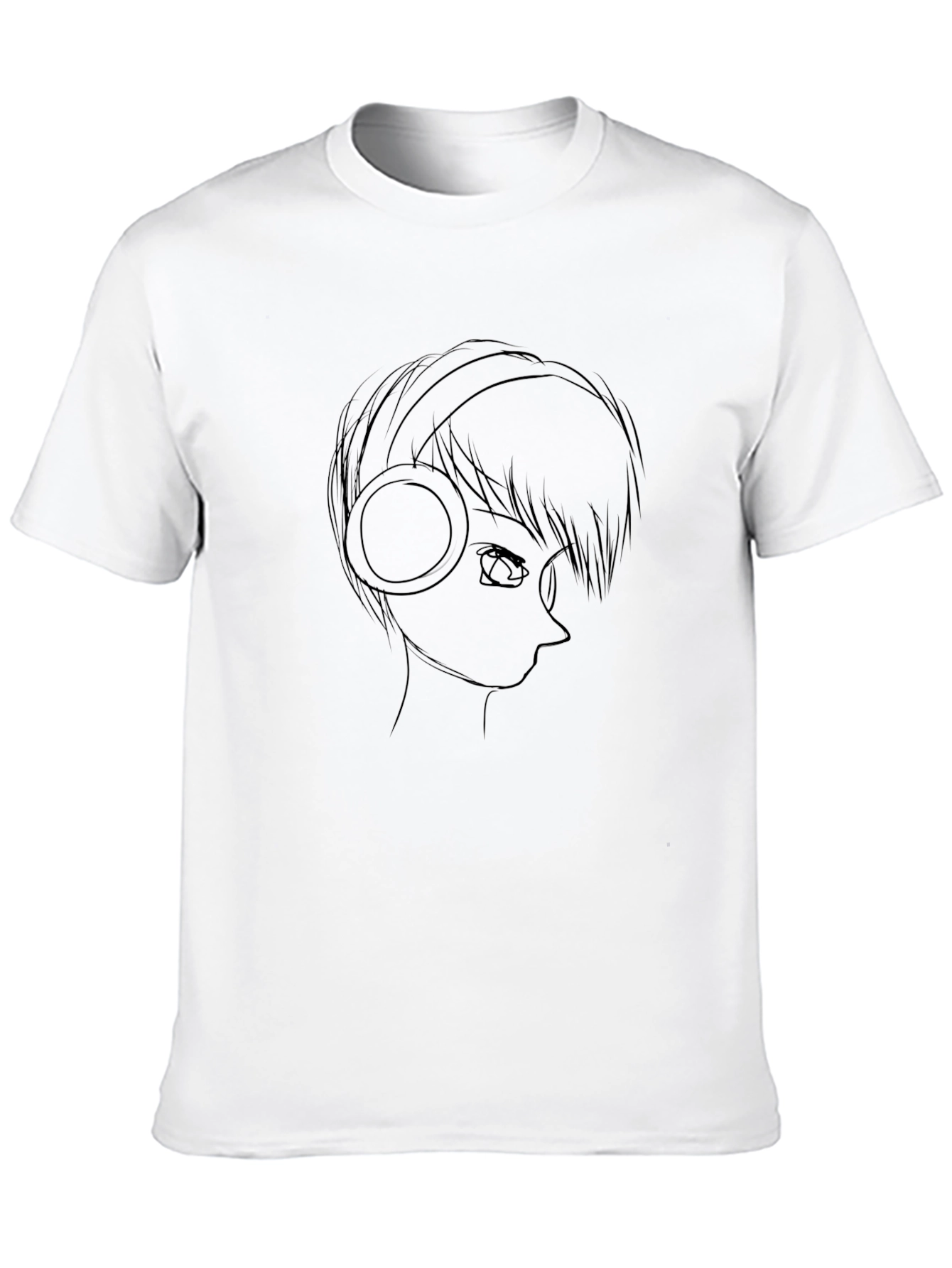 Anime Headphones Graphic Tee - Mens Black T-Shirt