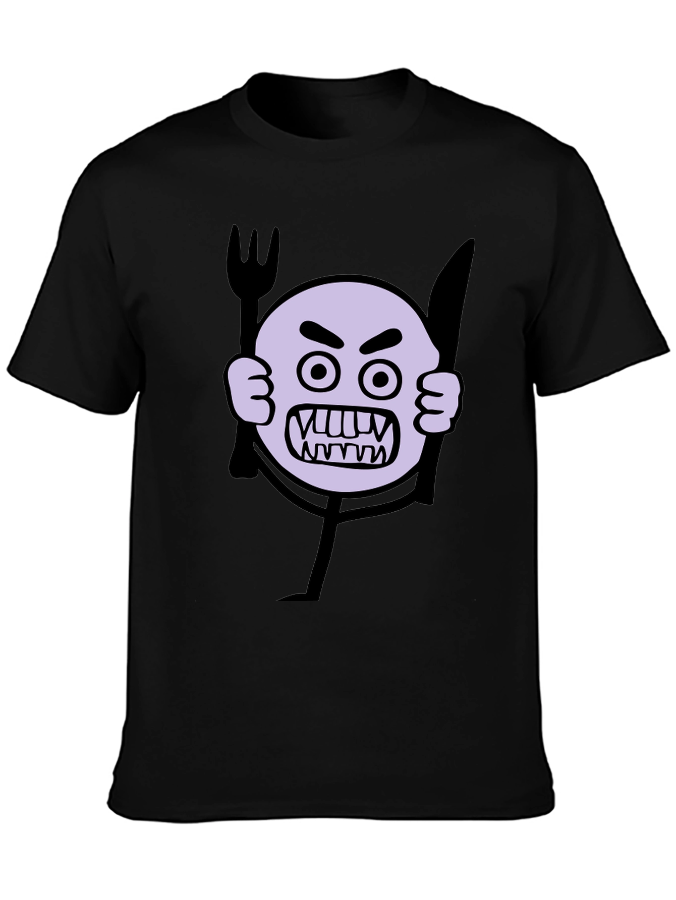 Angry Emoji Graphic Print Black T-Shirt
