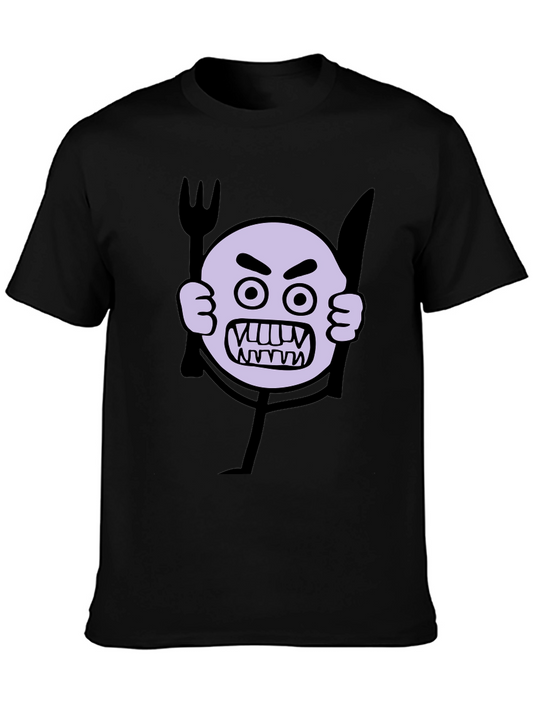 Angry Emoji Graphic Print Black T-Shirt