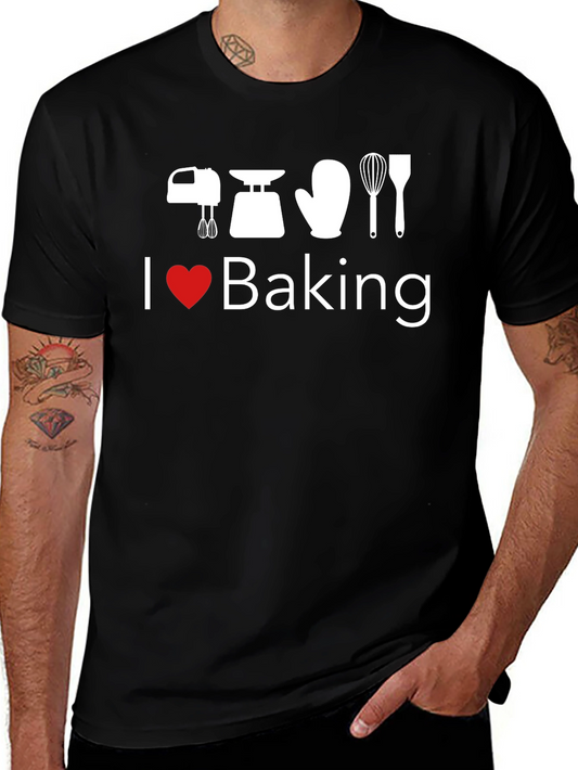 I Heart Baking Black Graphic T-Shirt