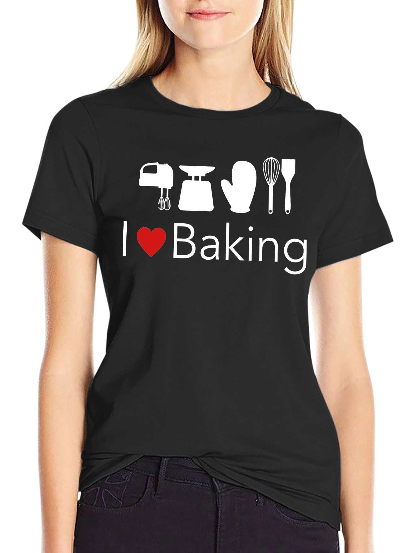 I Heart Baking Black Graphic T-Shirt