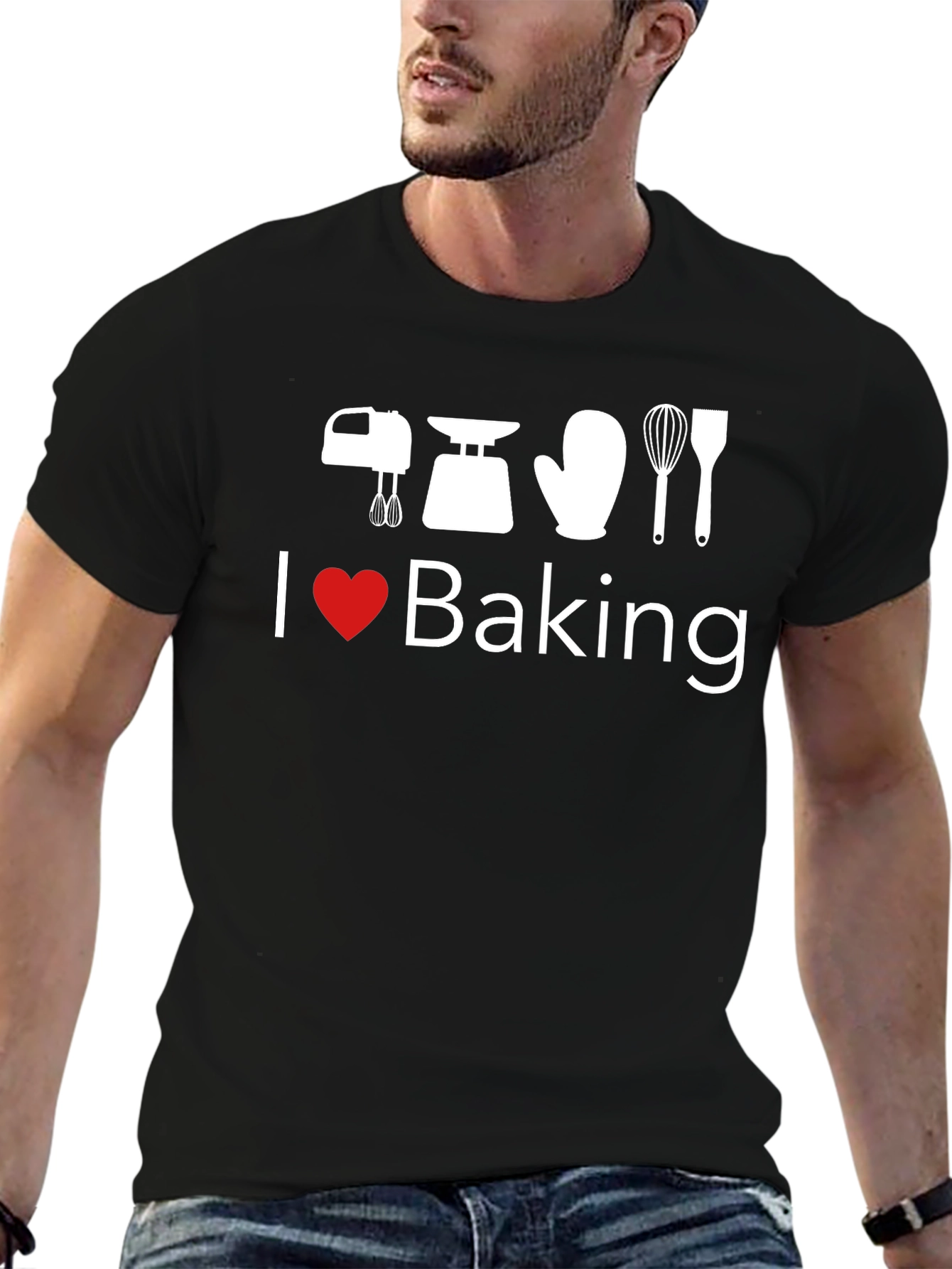 I Heart Baking Black Graphic T-Shirt
