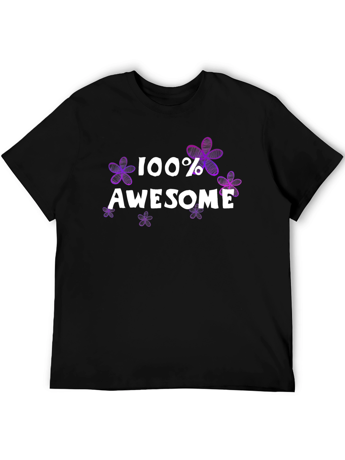100% Awesome Floral Graphic Tee - Black