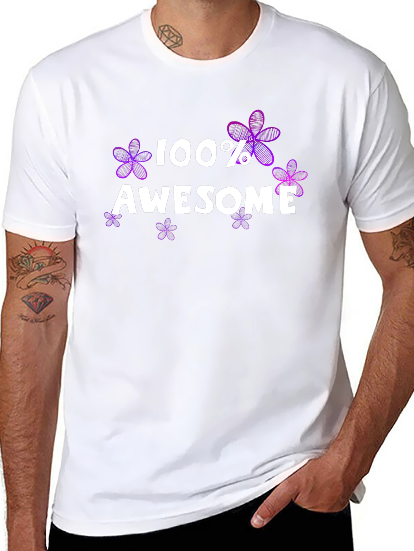 100% Awesome Floral Graphic Tee - Black