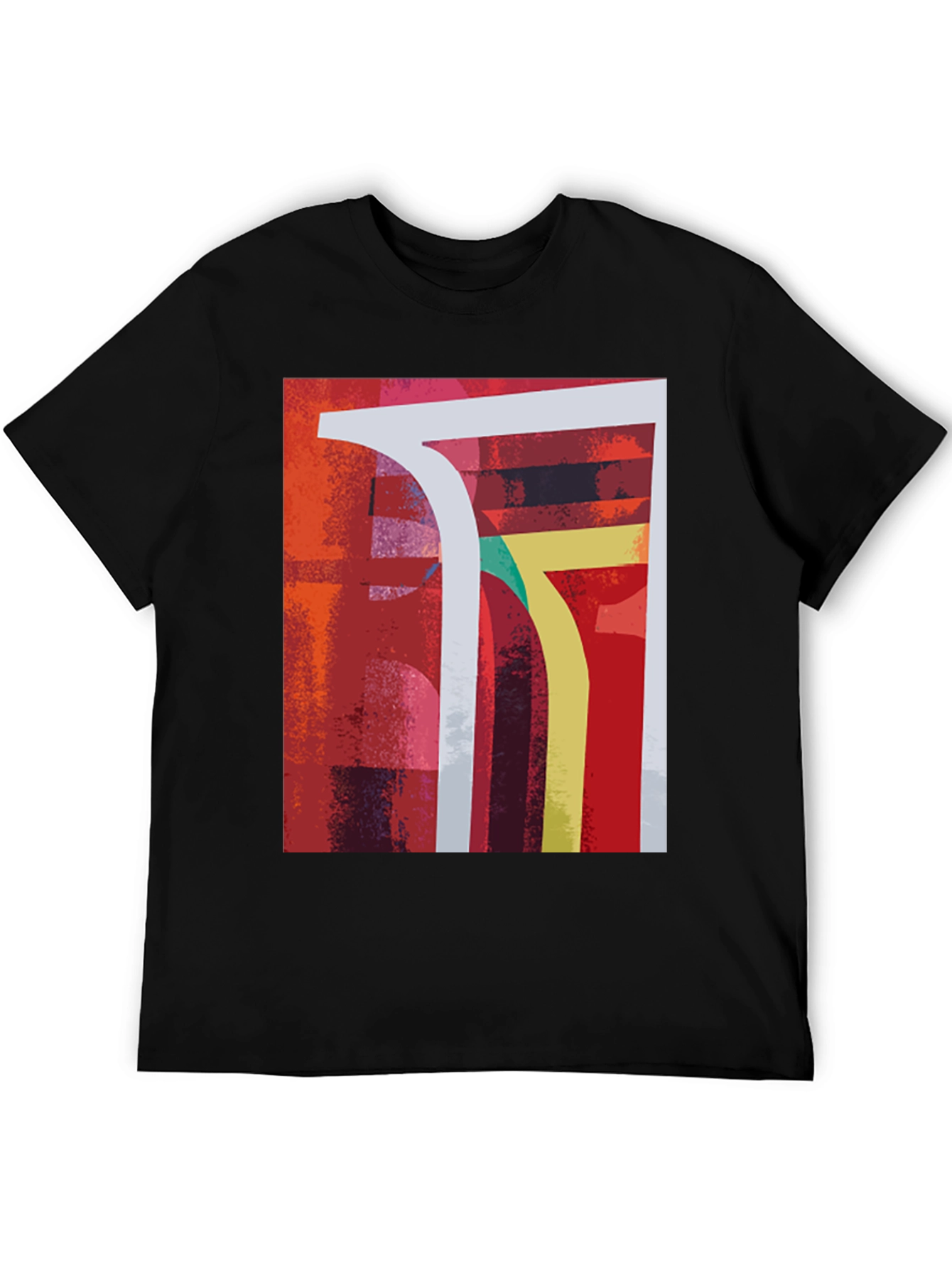 Abstract Geometric Graphic Print Black T-Shirt