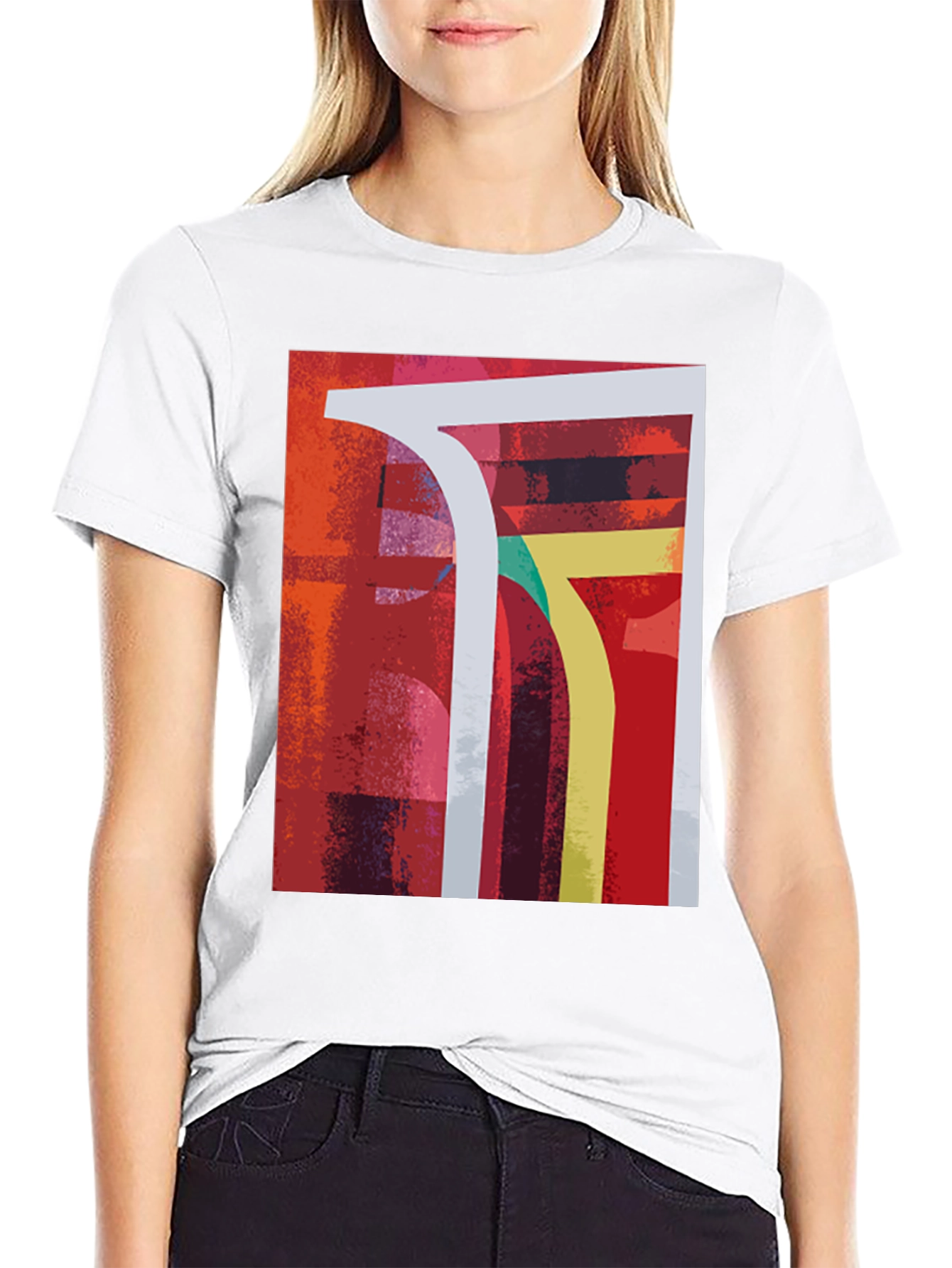 Abstract Geometric Graphic Print Black T-Shirt