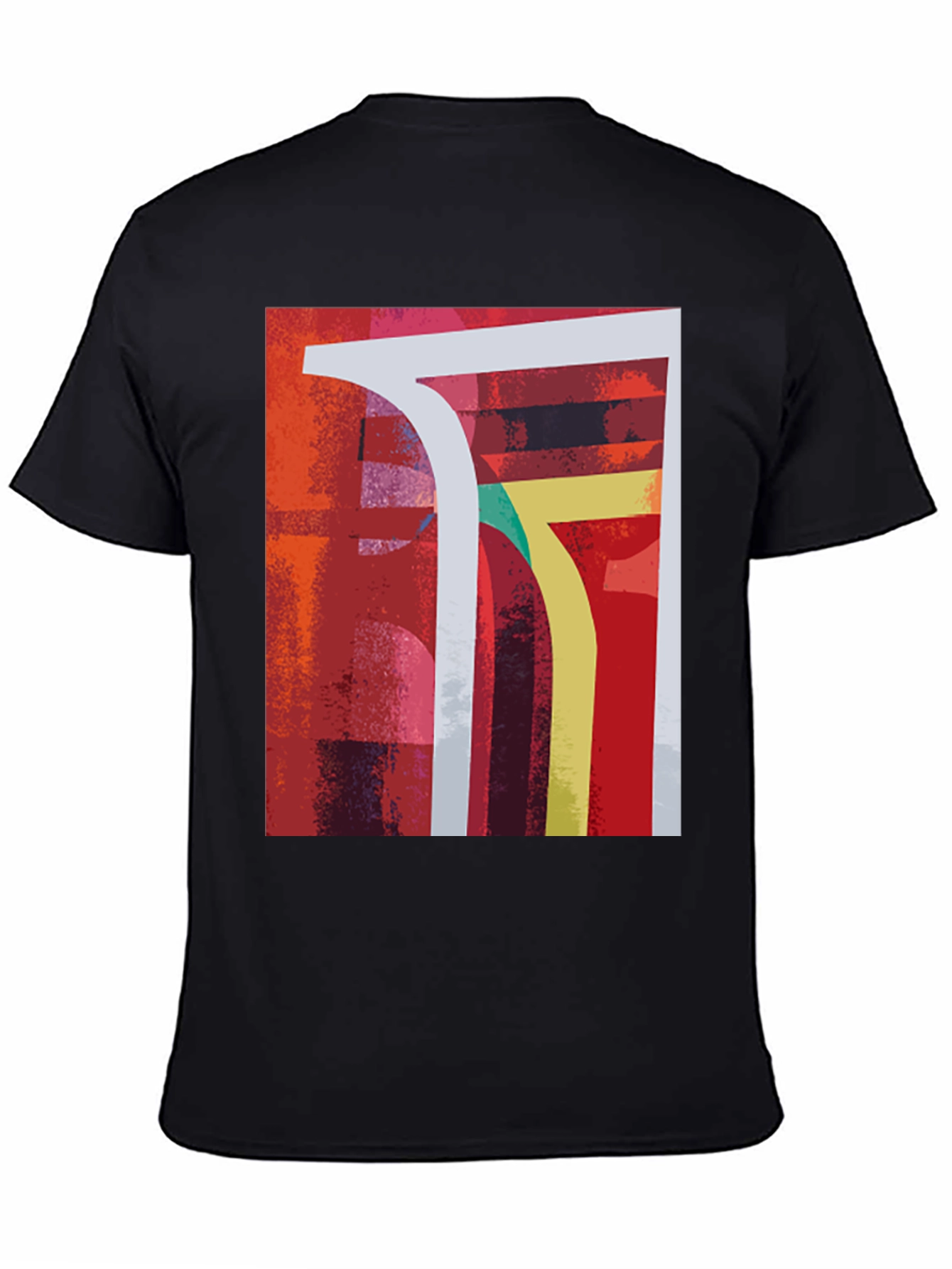 Abstract Geometric Graphic Print Black T-Shirt