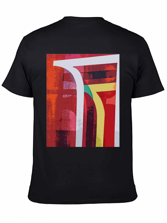 Abstract Geometric Graphic Print Black T-Shirt