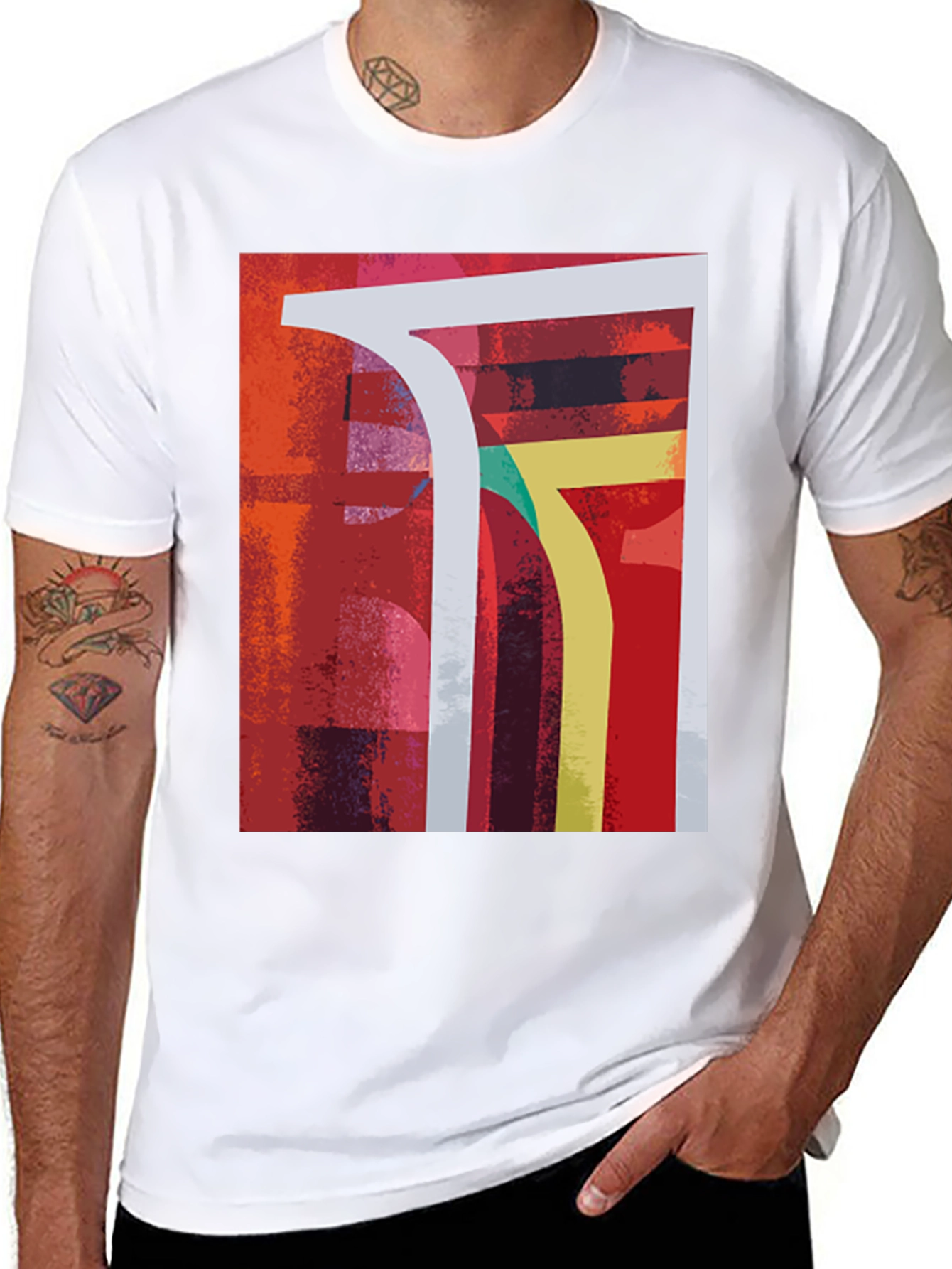Abstract Geometric Graphic Print Black T-Shirt