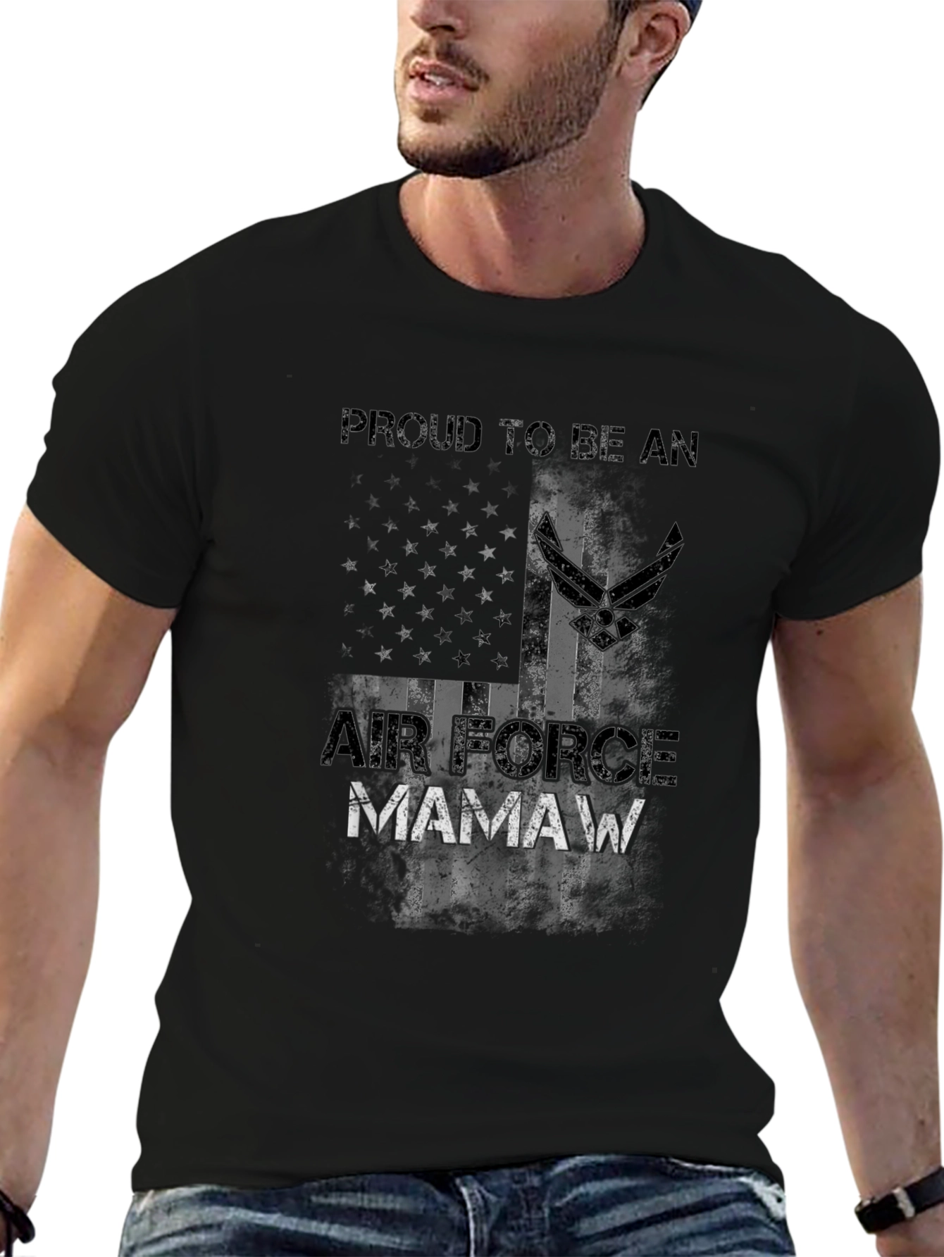 Air Force Mamaw Black T-Shirt