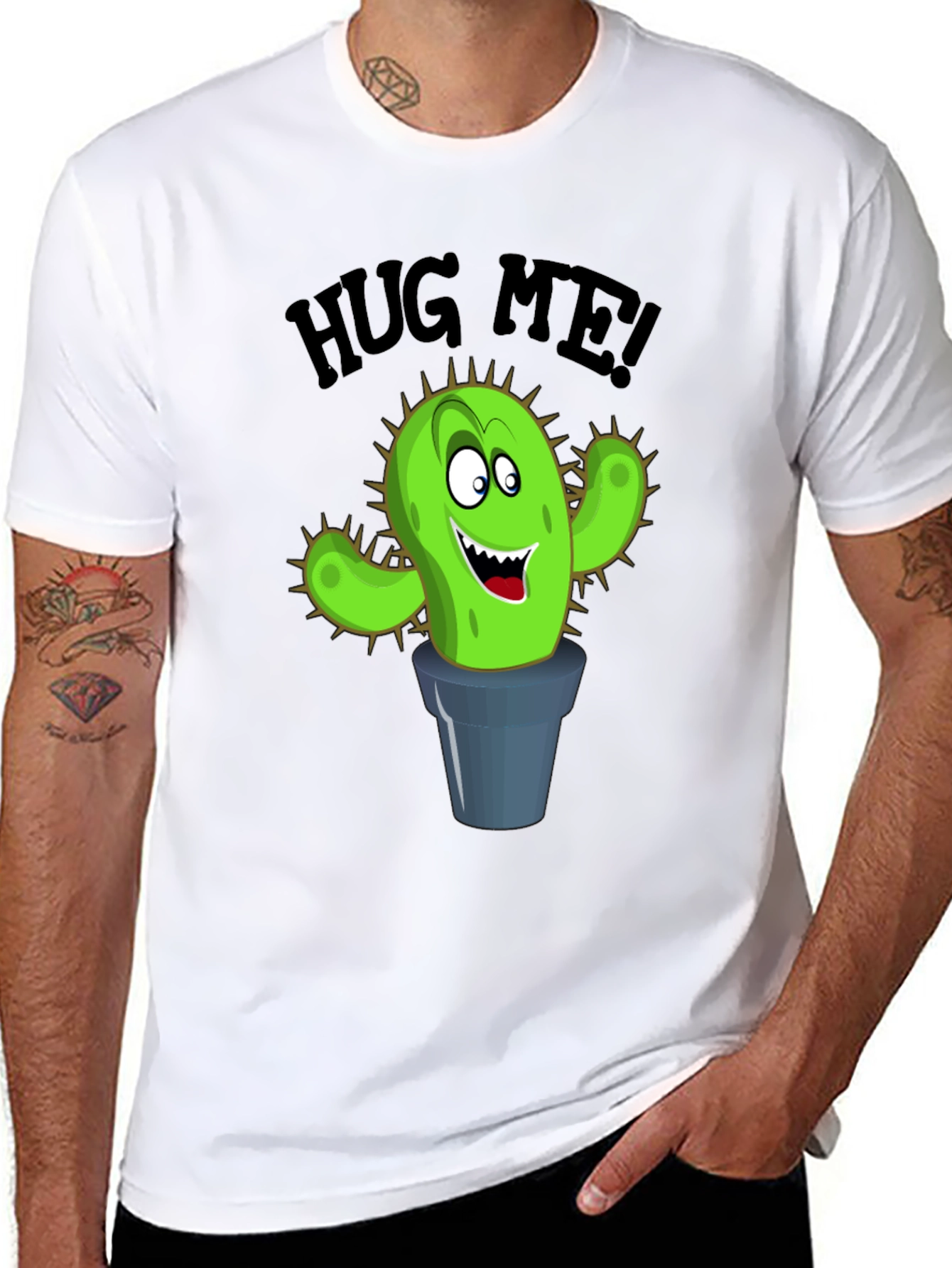 Hug Me Cactus Graphic T-Shirt - Funny Novelty Tee
