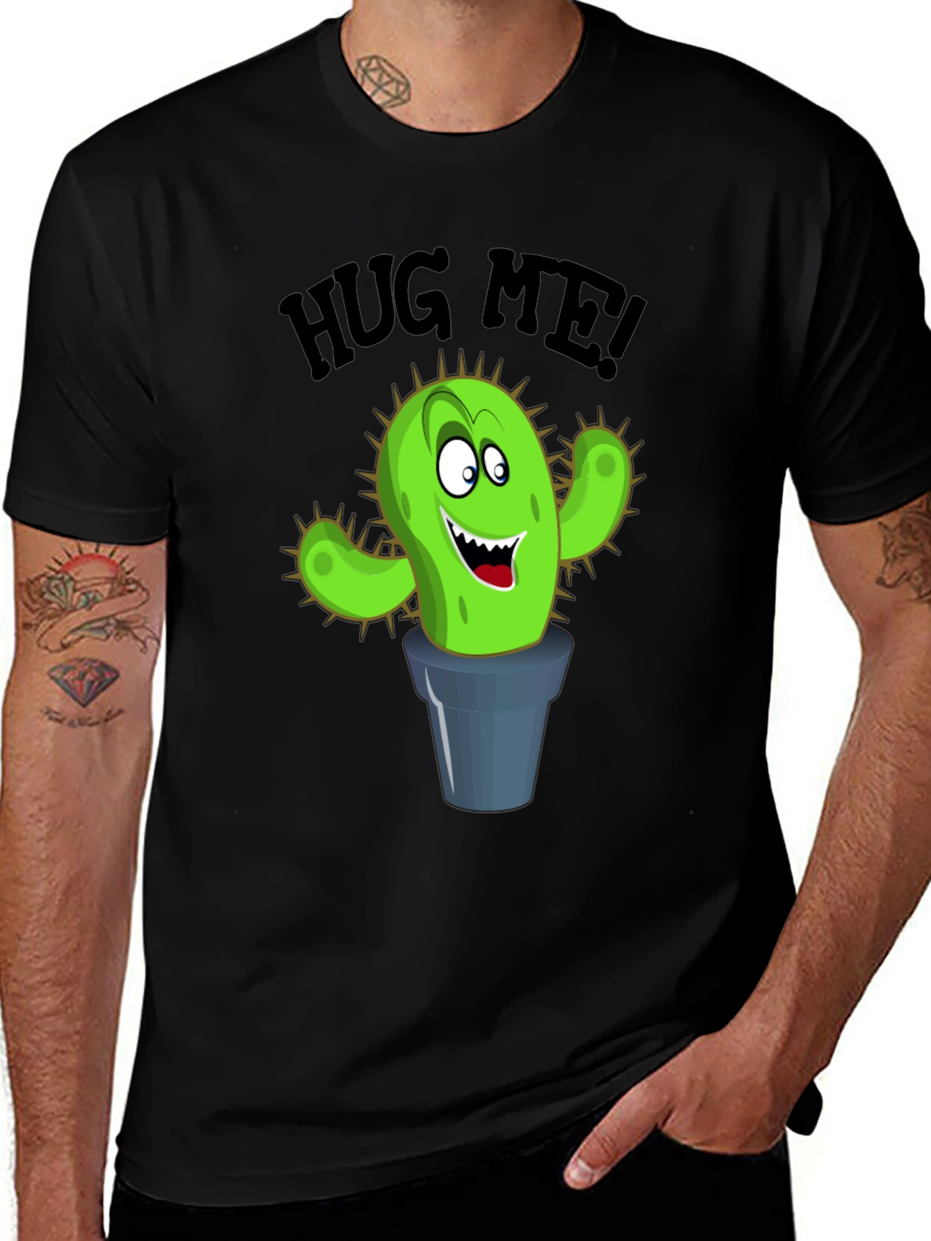 Hug Me Cactus Graphic T-Shirt - Funny Novelty Tee