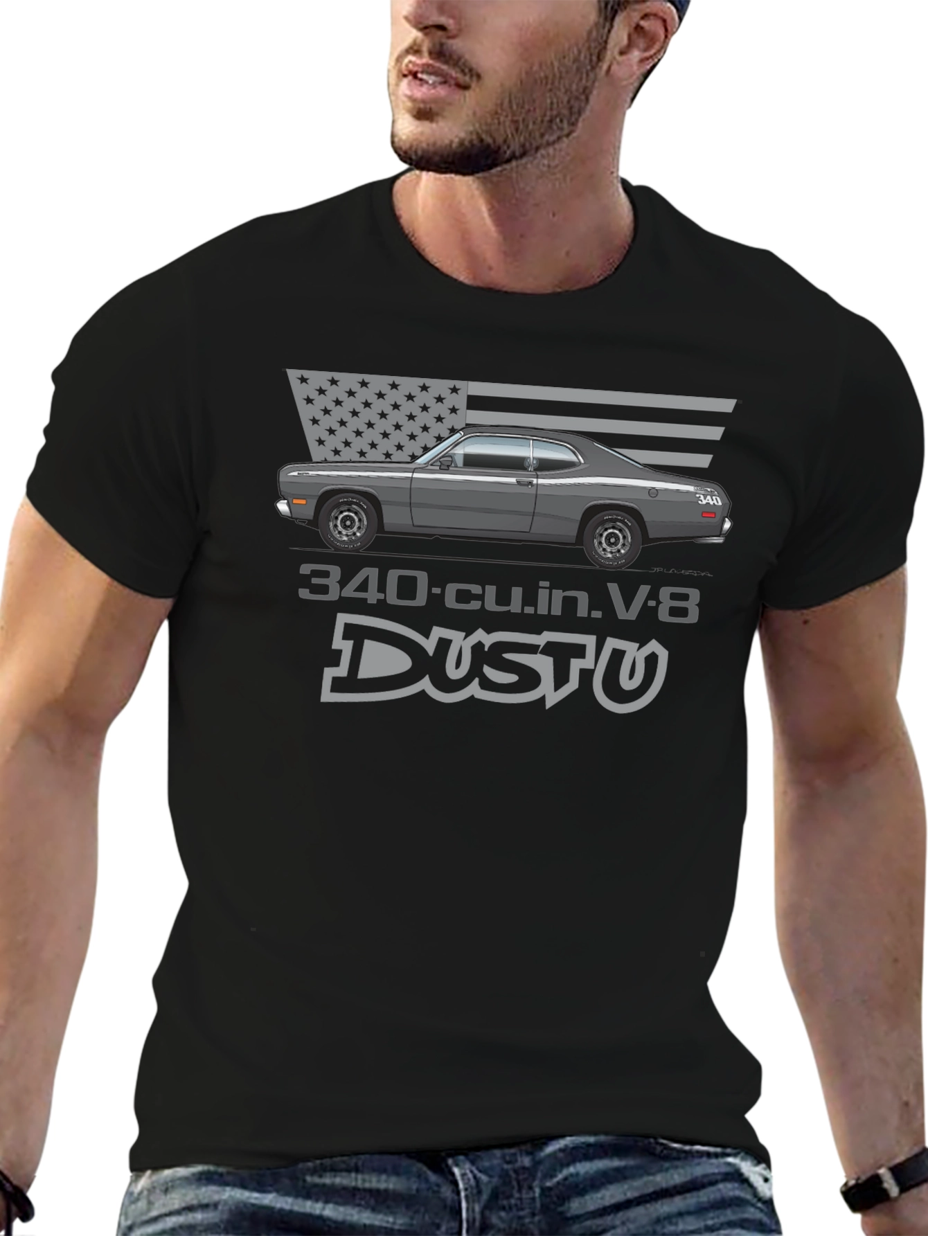 340 Duster V8 Car T-Shirt - Classic American Muscle