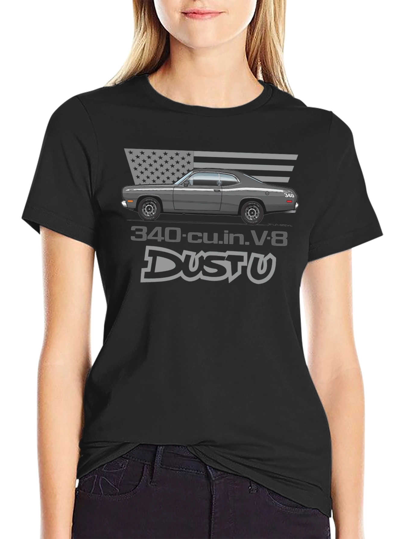 340 Duster V8 Car T-Shirt - Classic American Muscle