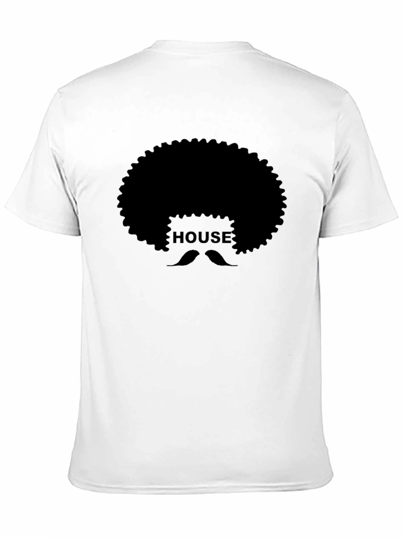 House Afro Mustache Graphic Tee - Black Cotton T-Shirt