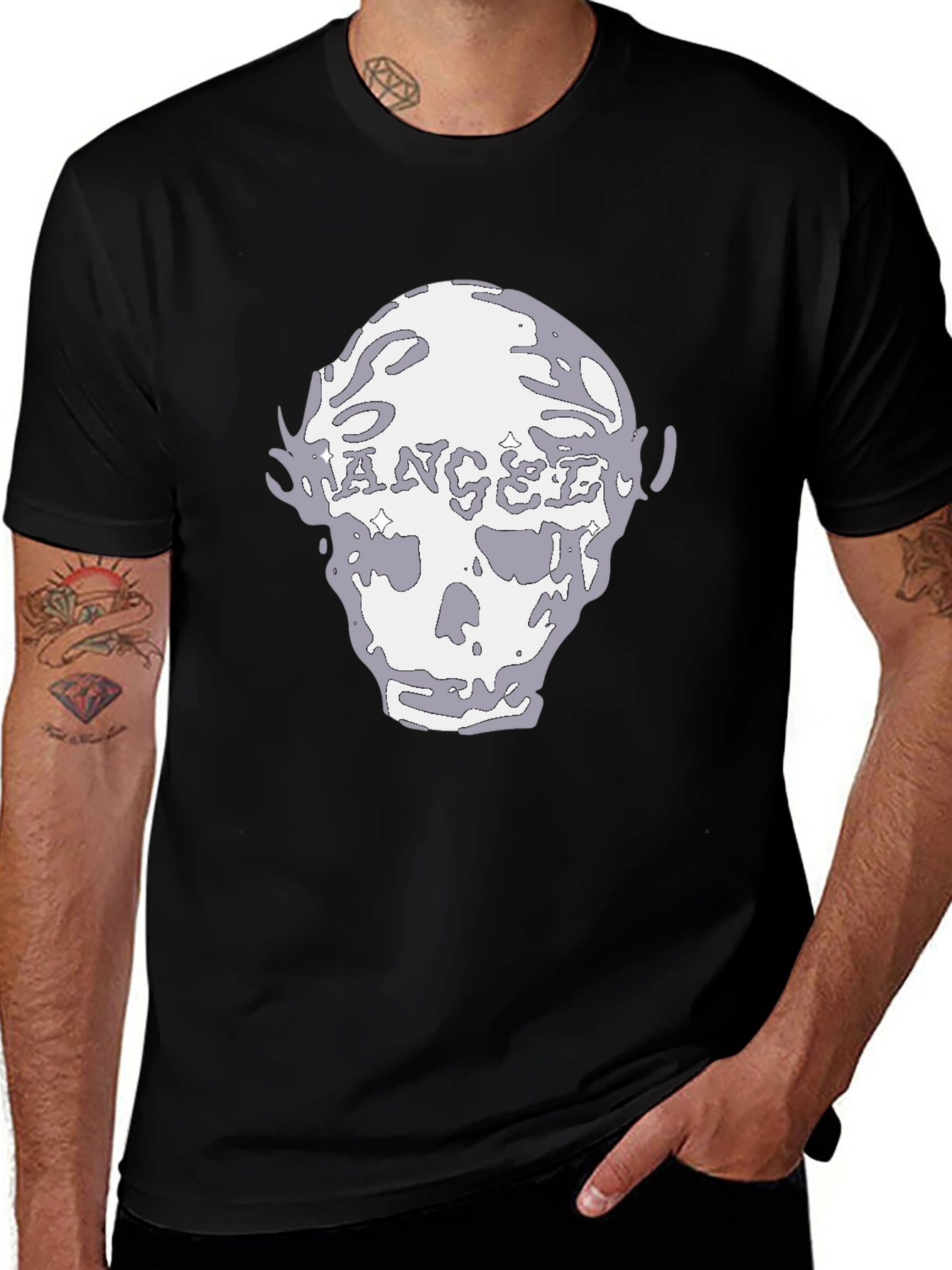ANGEL Skull Graphic T-Shirt - Cool Edgy Design