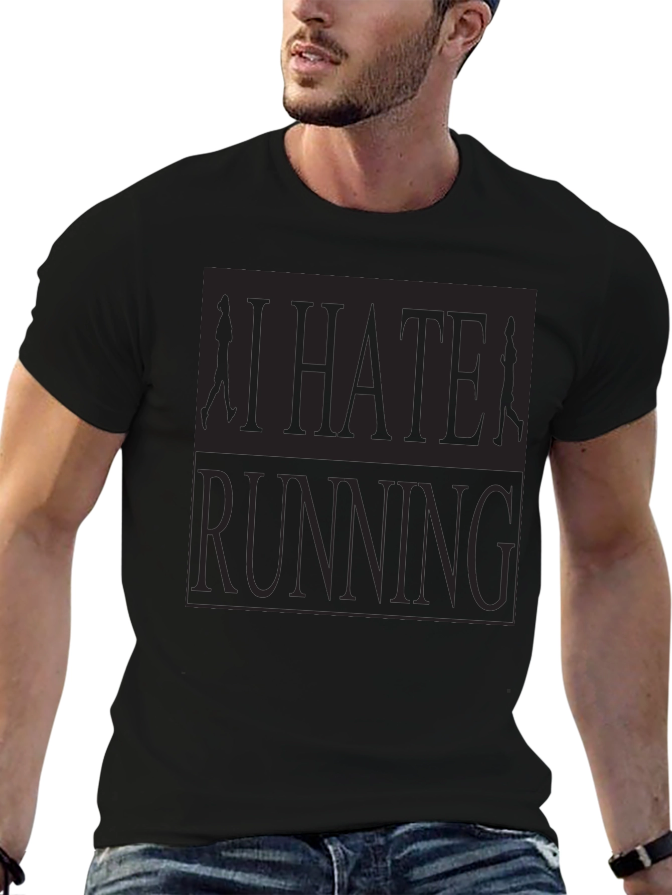 I Hate Running Graphic T-Shirt Anti-Running Joke Tee