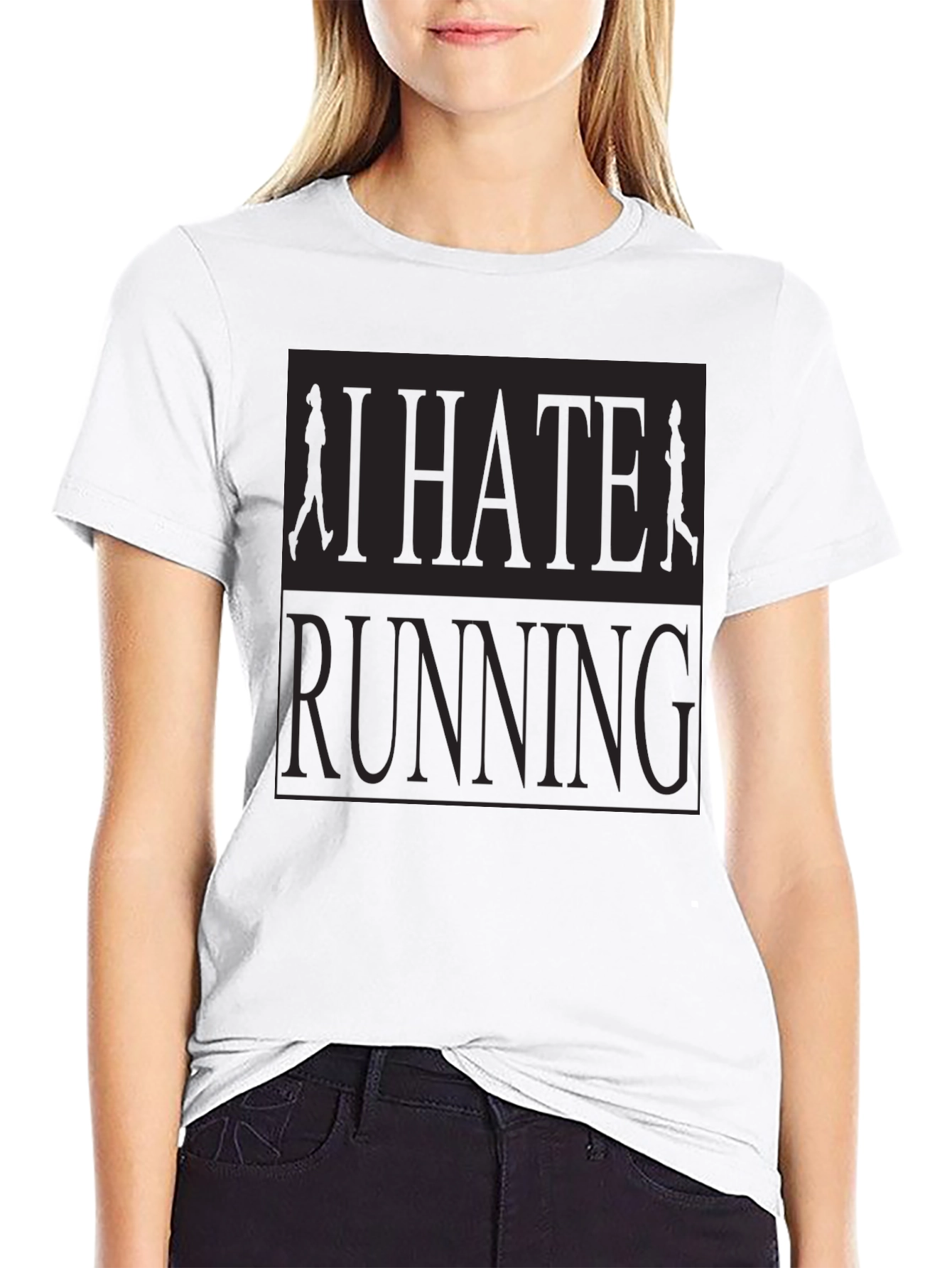 I Hate Running Graphic T-Shirt Anti-Running Joke Tee