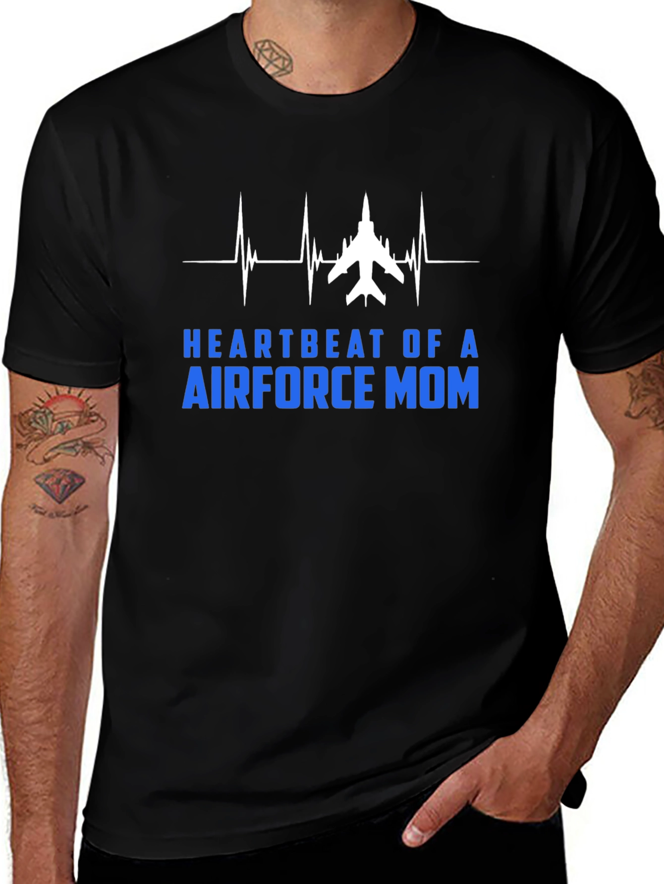 Air Force Mom Heartbeat Graphic T-Shirt