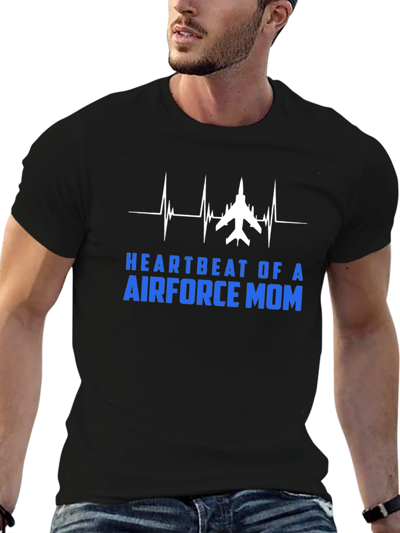Air Force Mom Heartbeat Graphic T-Shirt