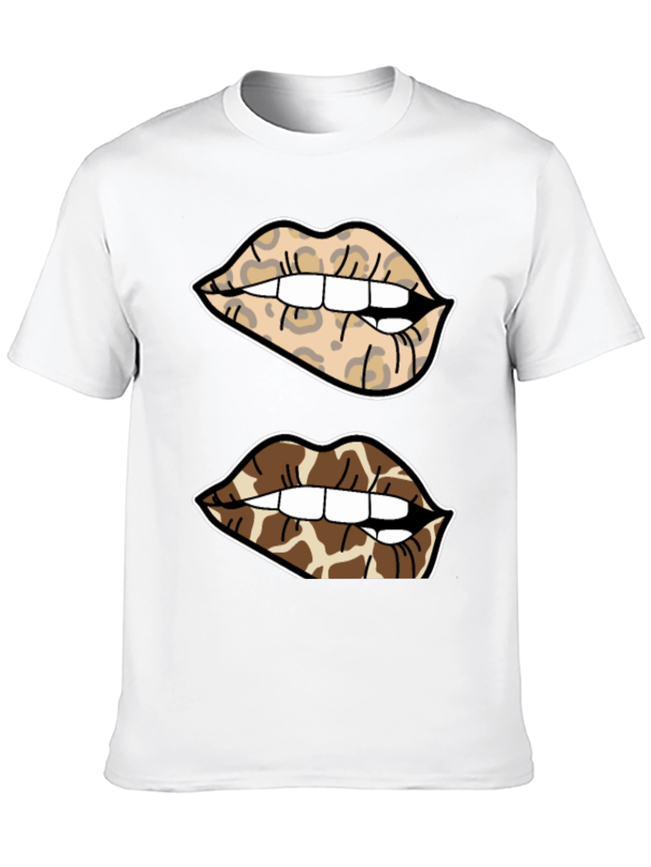 Animal Print Lips Black T-Shirt