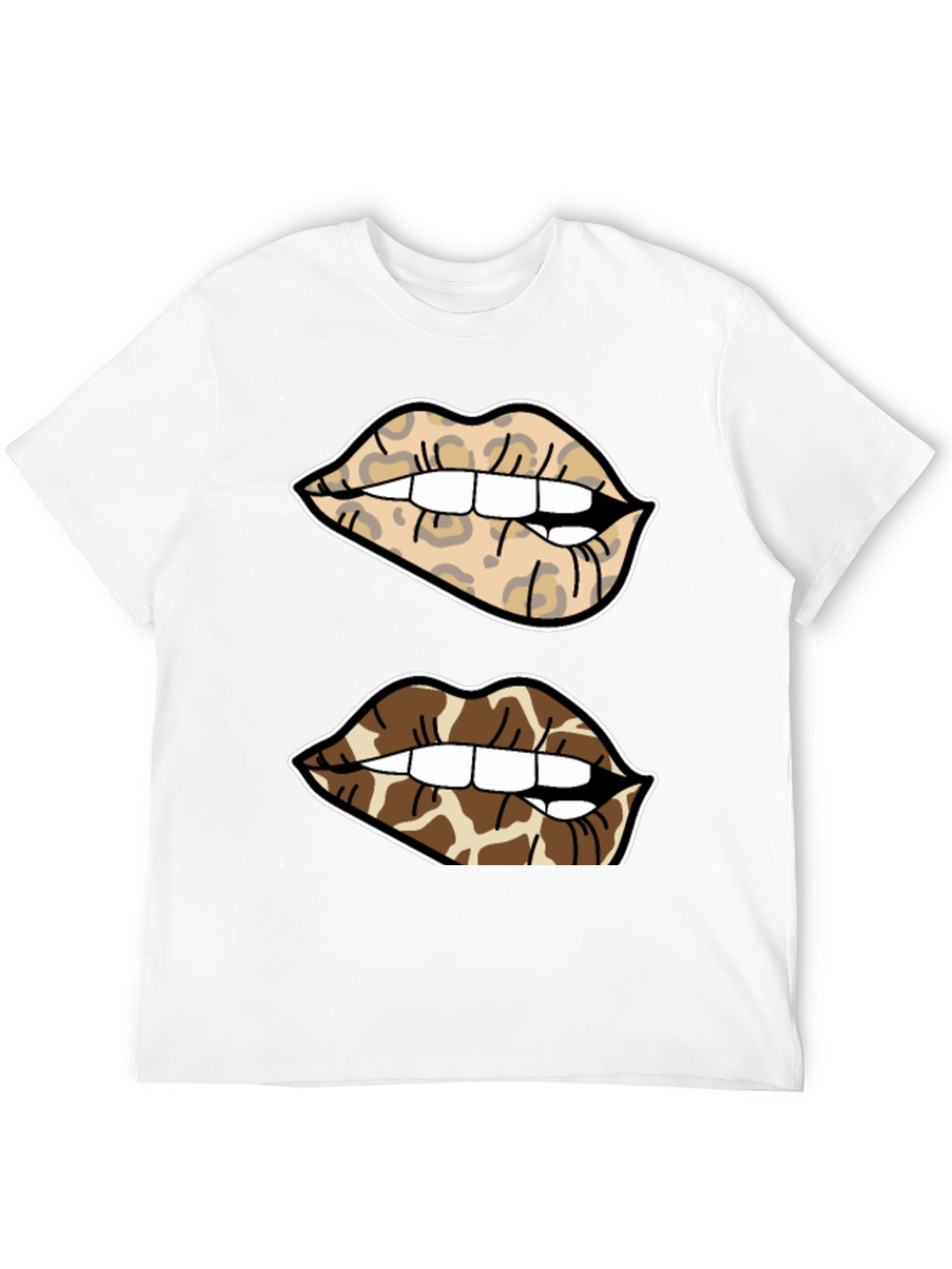 Animal Print Lips Black T-Shirt