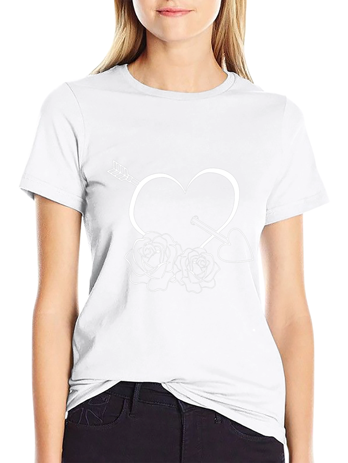Heart Arrow Roses Graphic T-Shirt