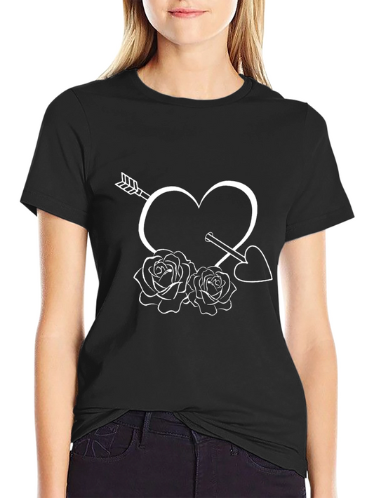 Heart Arrow Roses Graphic T-Shirt
