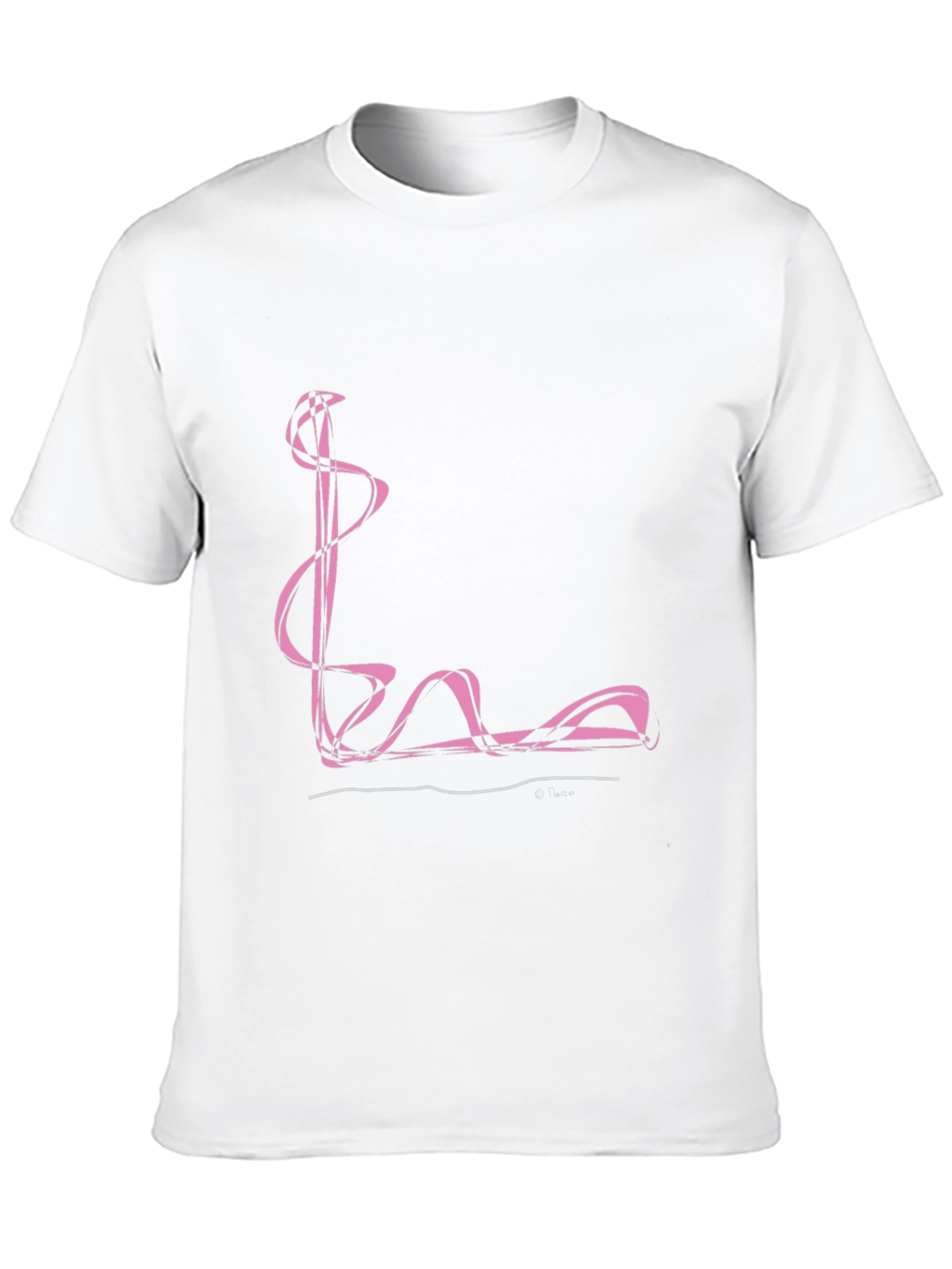 Abstract Pink Swirl Graphic Black T-Shirt