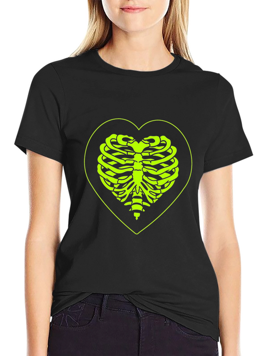 Heart Rib Cage Graphic Tee - Black