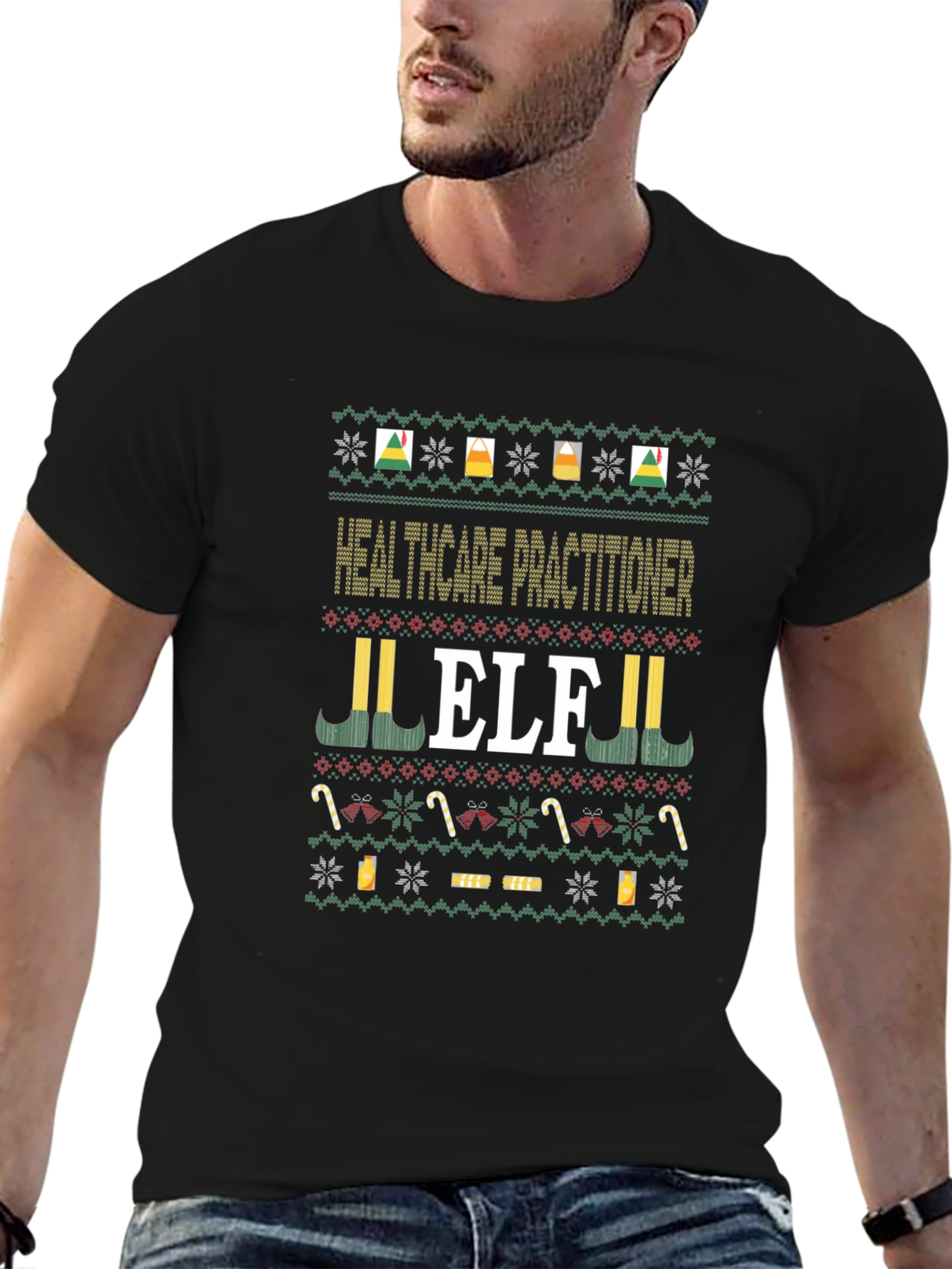 Healthcare Practitioner Elf Ugly Christmas Sweater T-Shirt