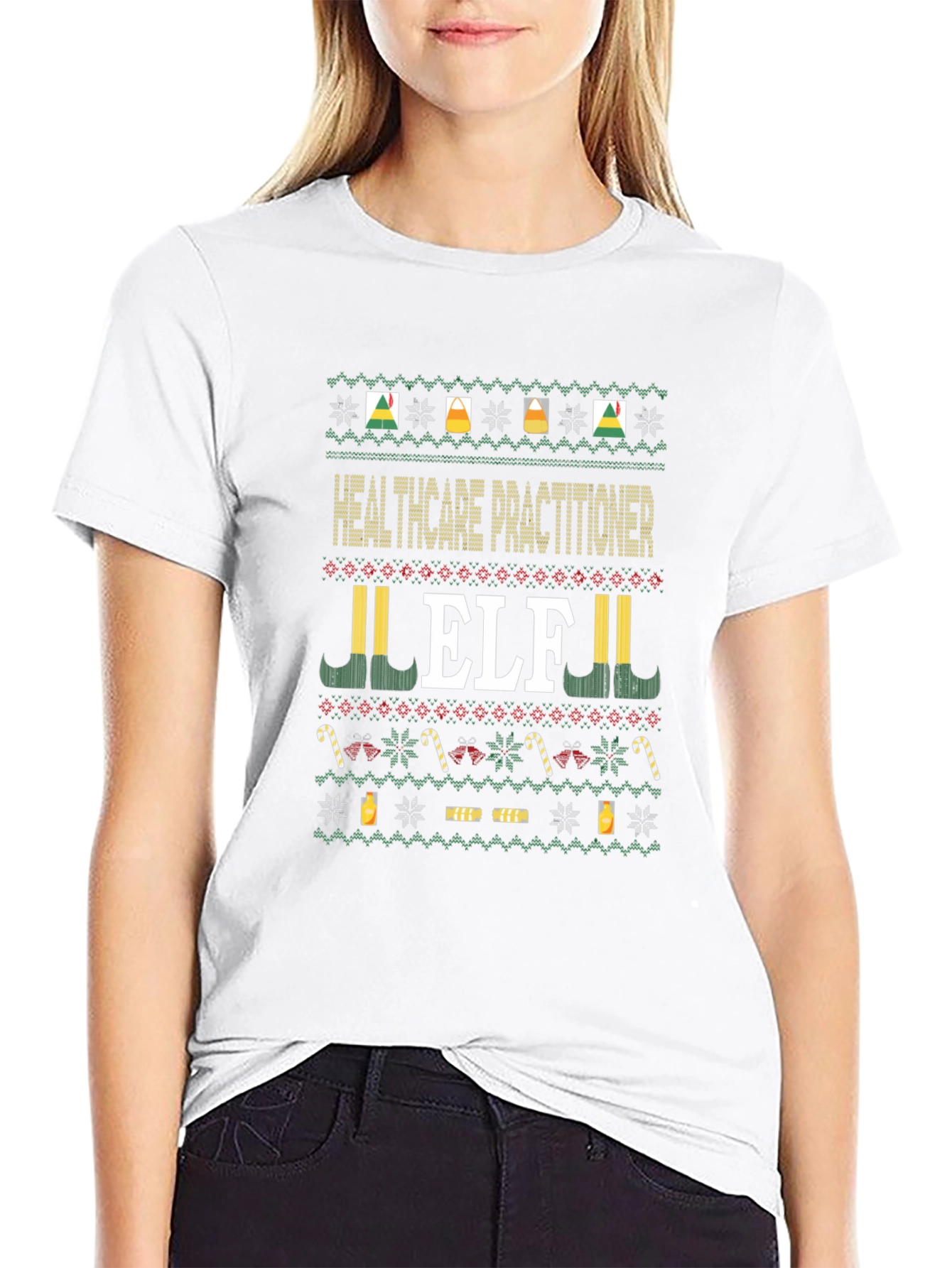 Healthcare Practitioner Elf Ugly Christmas Sweater T-Shirt