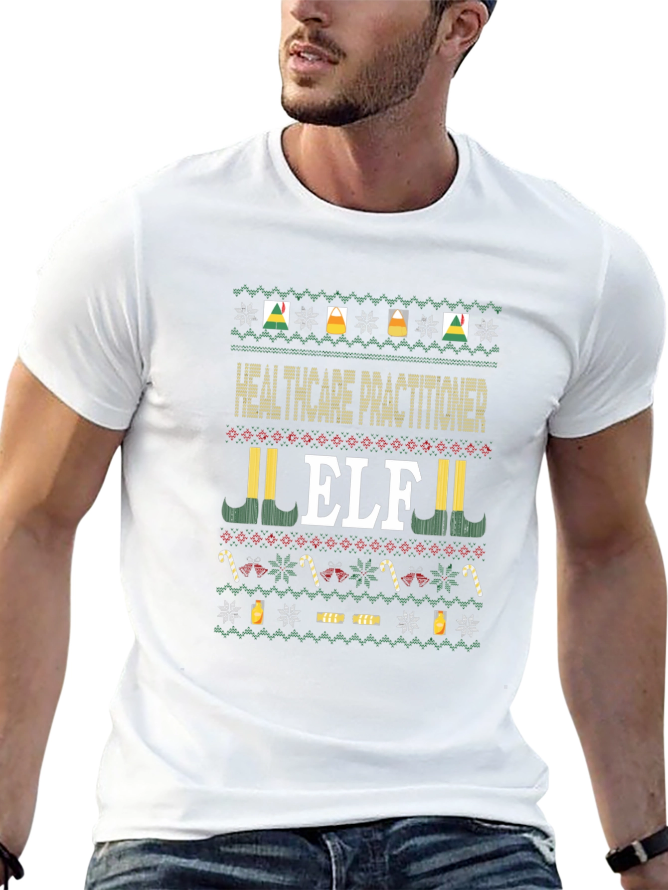 Healthcare Practitioner Elf Ugly Christmas Sweater T-Shirt