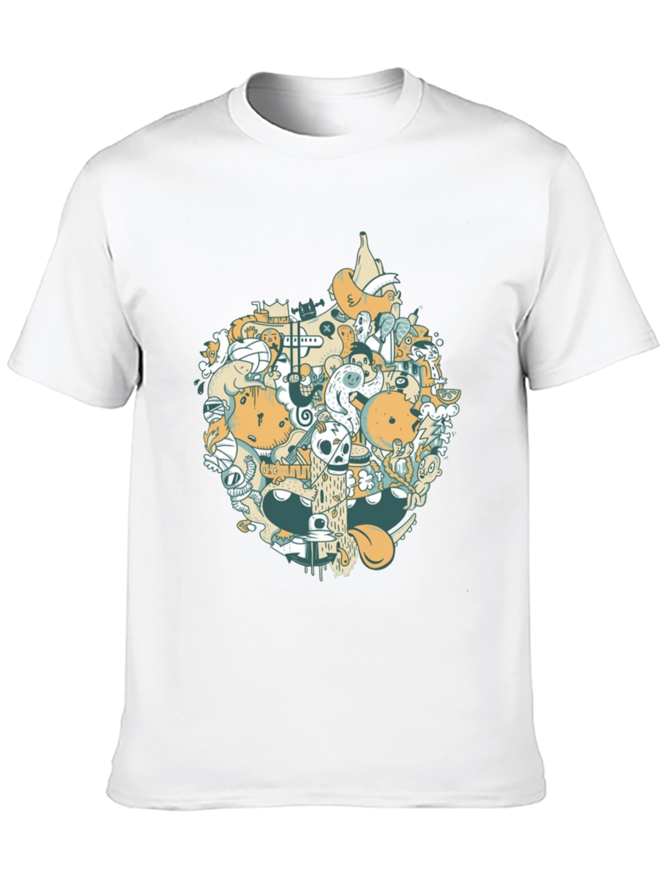 Abstract Doodle Graphic Tee - Casual Black T-Shirt