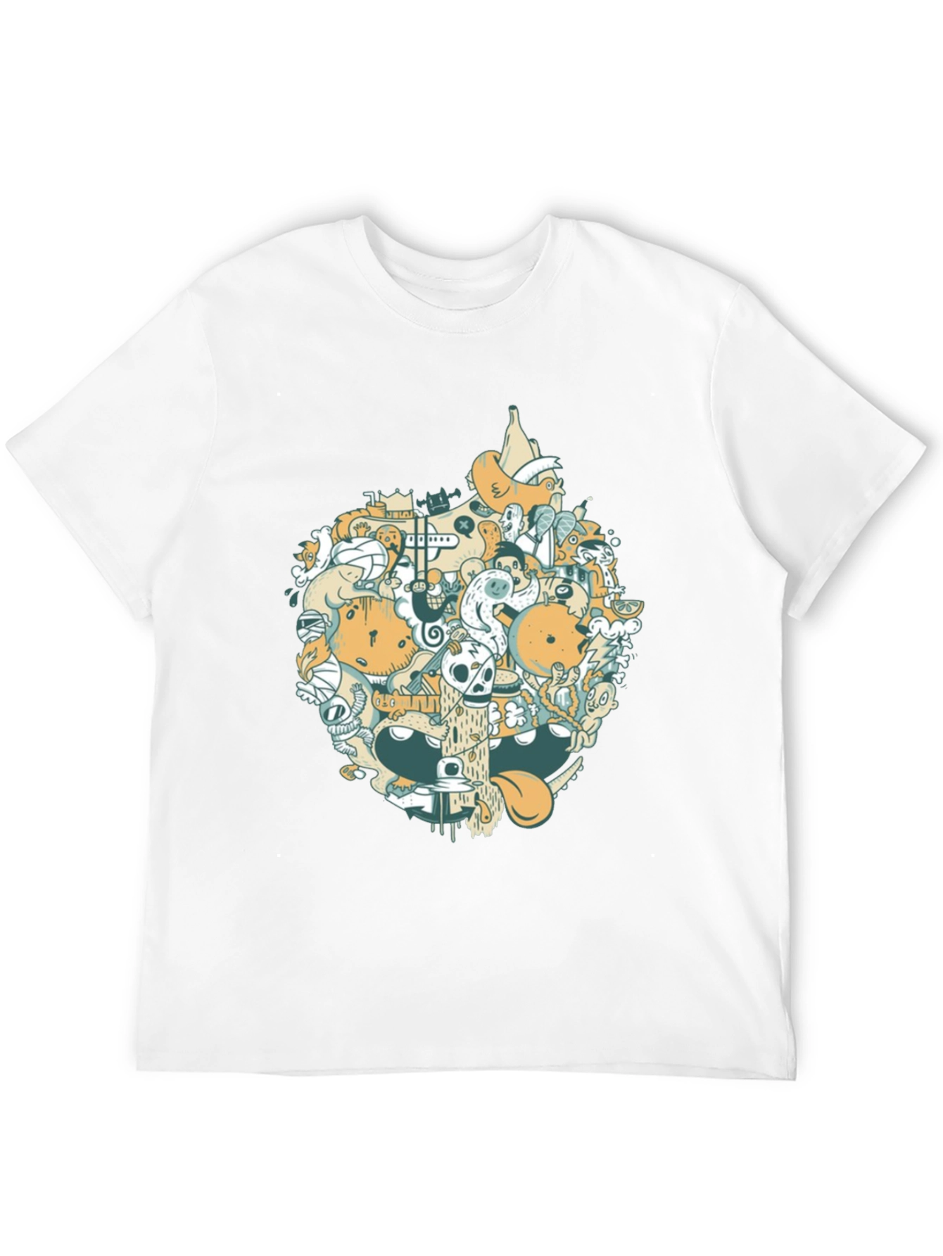 Abstract Doodle Graphic Tee - Casual Black T-Shirt