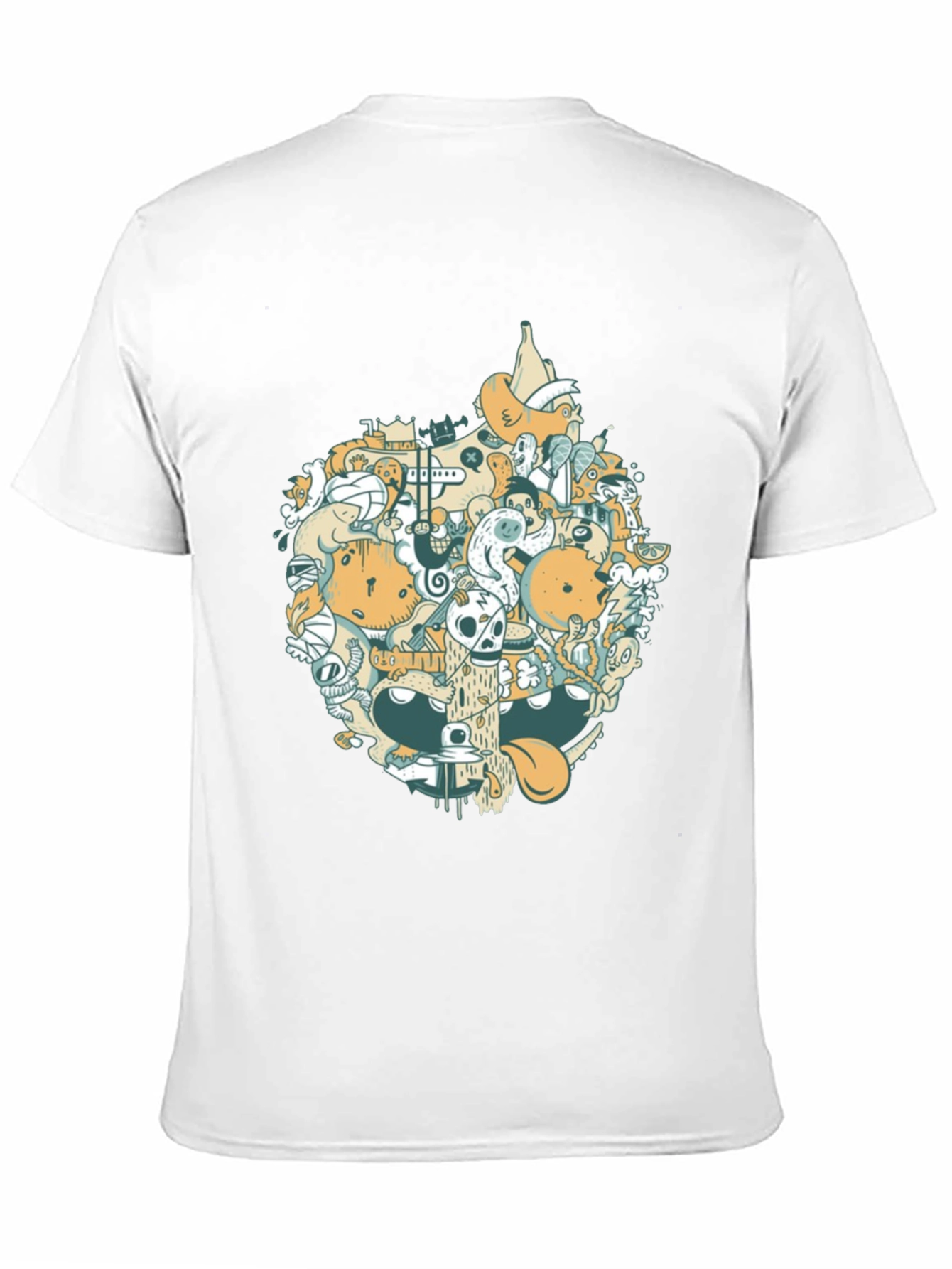 Abstract Doodle Graphic Tee - Casual Black T-Shirt