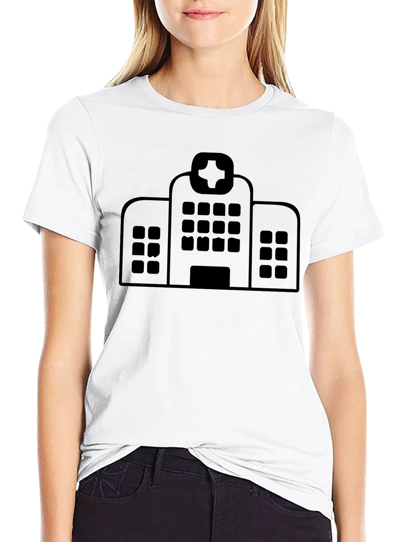 Hospital Graphic Tee - Classic Black Cotton T-Shirt