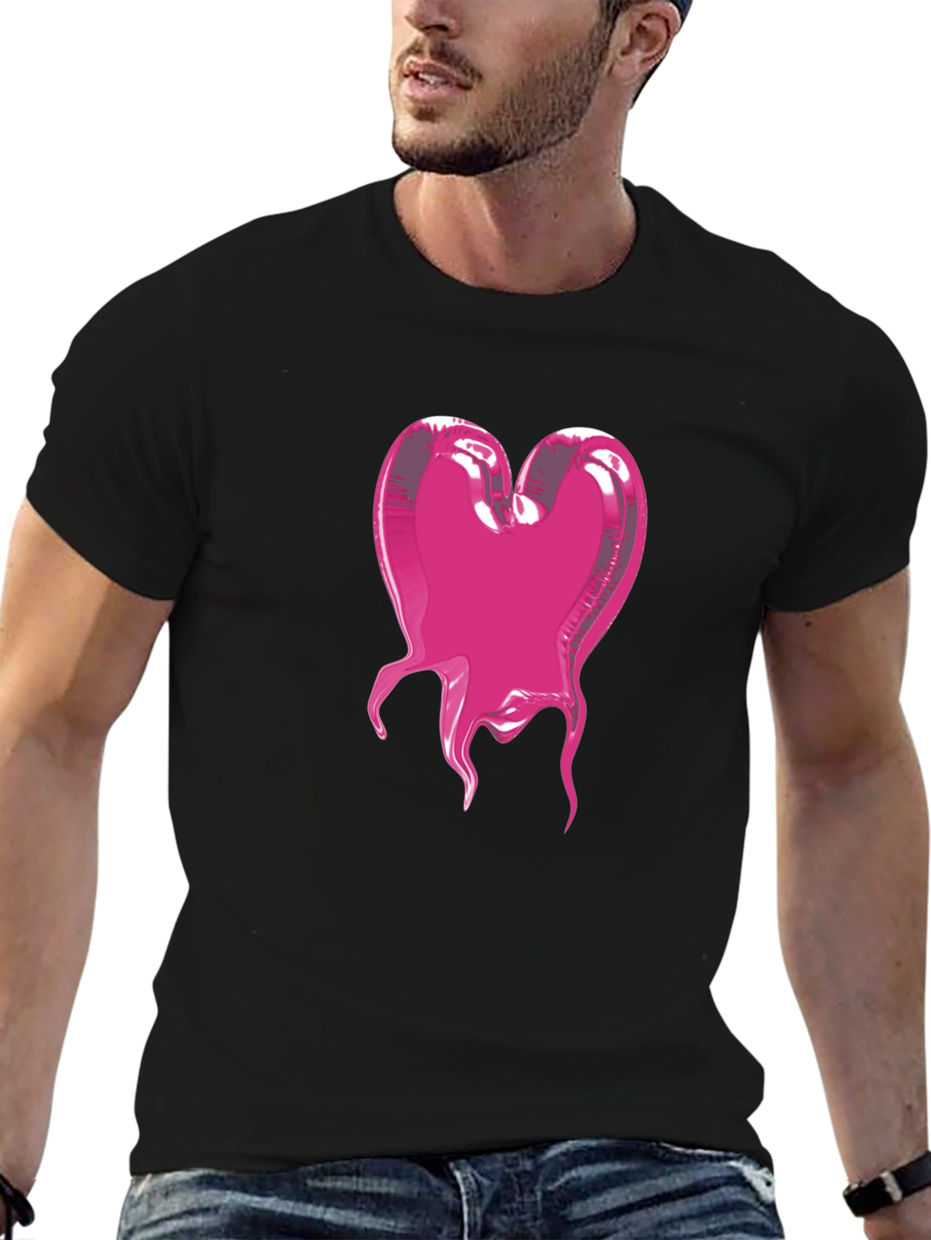 Heart Blob Graphic Tee - Modern Black T-Shirt