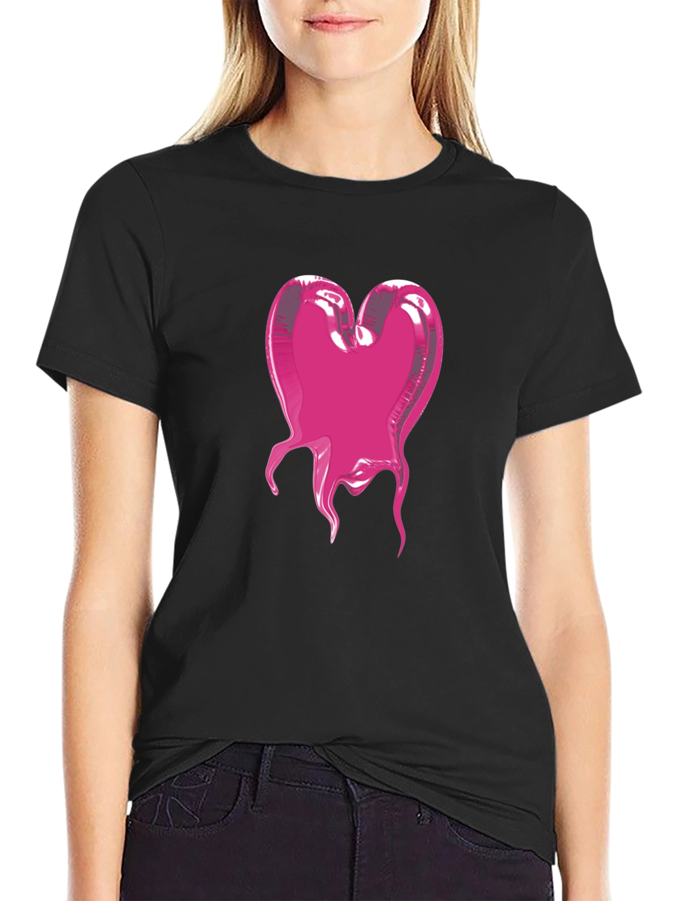 Heart Blob Graphic Tee - Modern Black T-Shirt