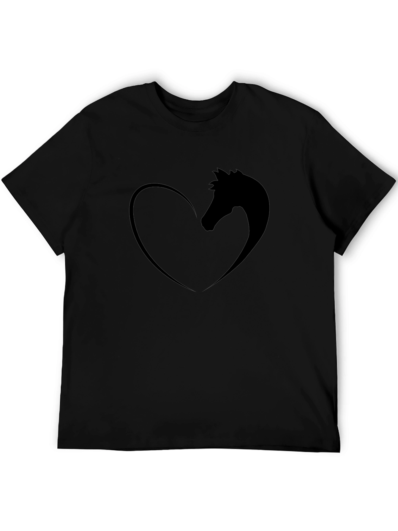 Horse Lovers Heart Tee - Black Graphic T-Shirt