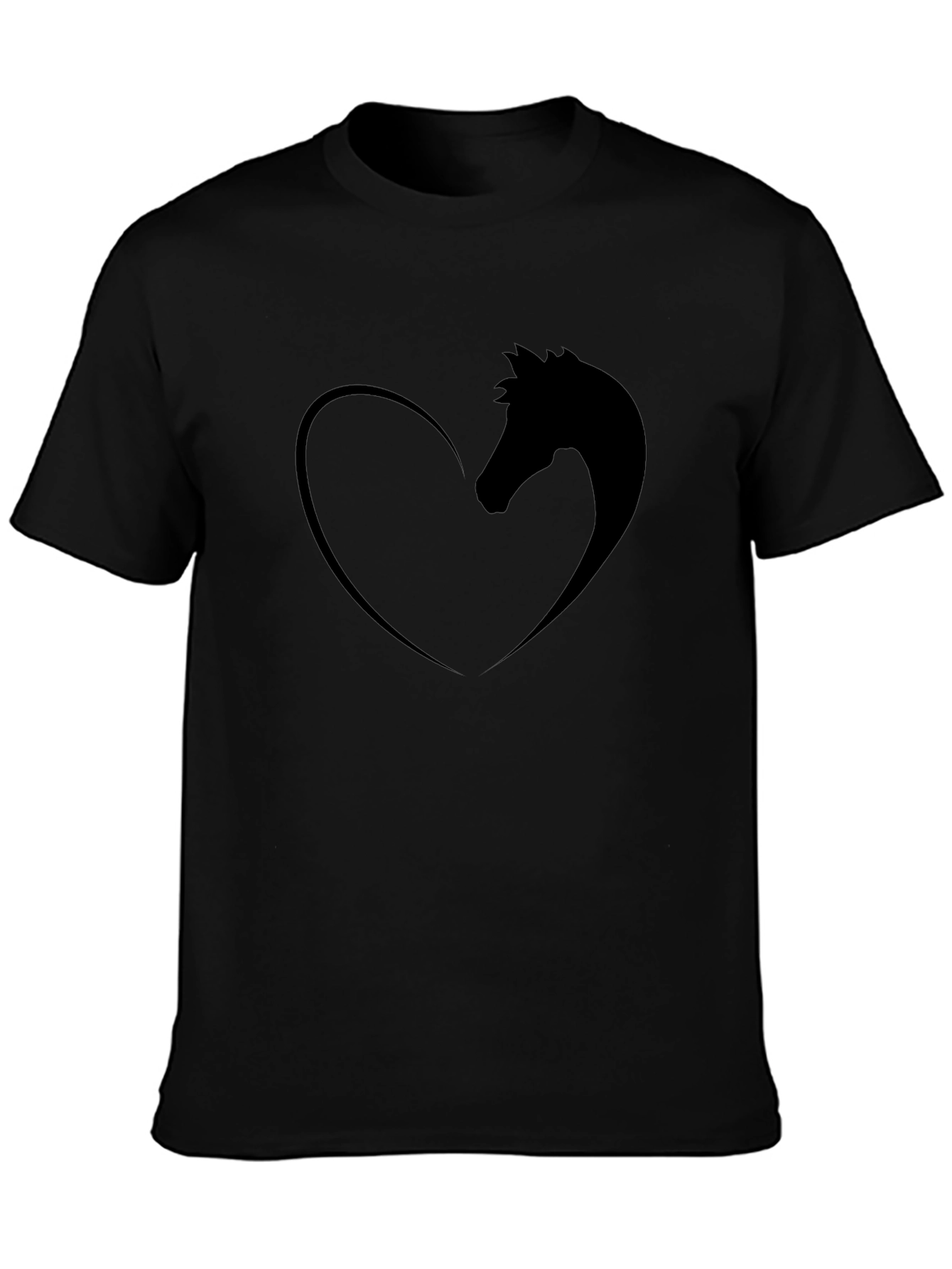 Horse Lovers Heart Tee - Black Graphic T-Shirt