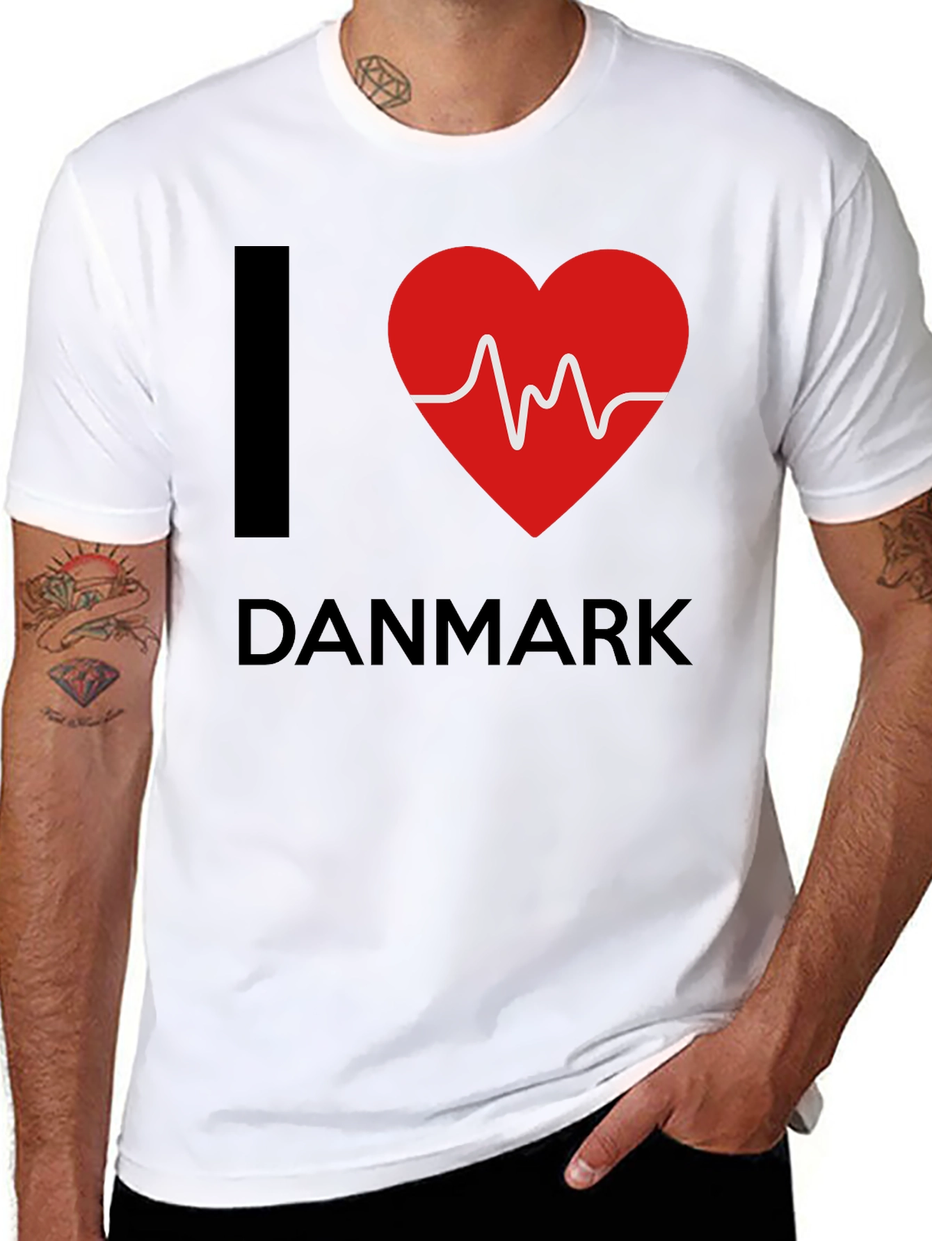 I Heart Denmark T-Shirt: Mens Black Graphic Tee