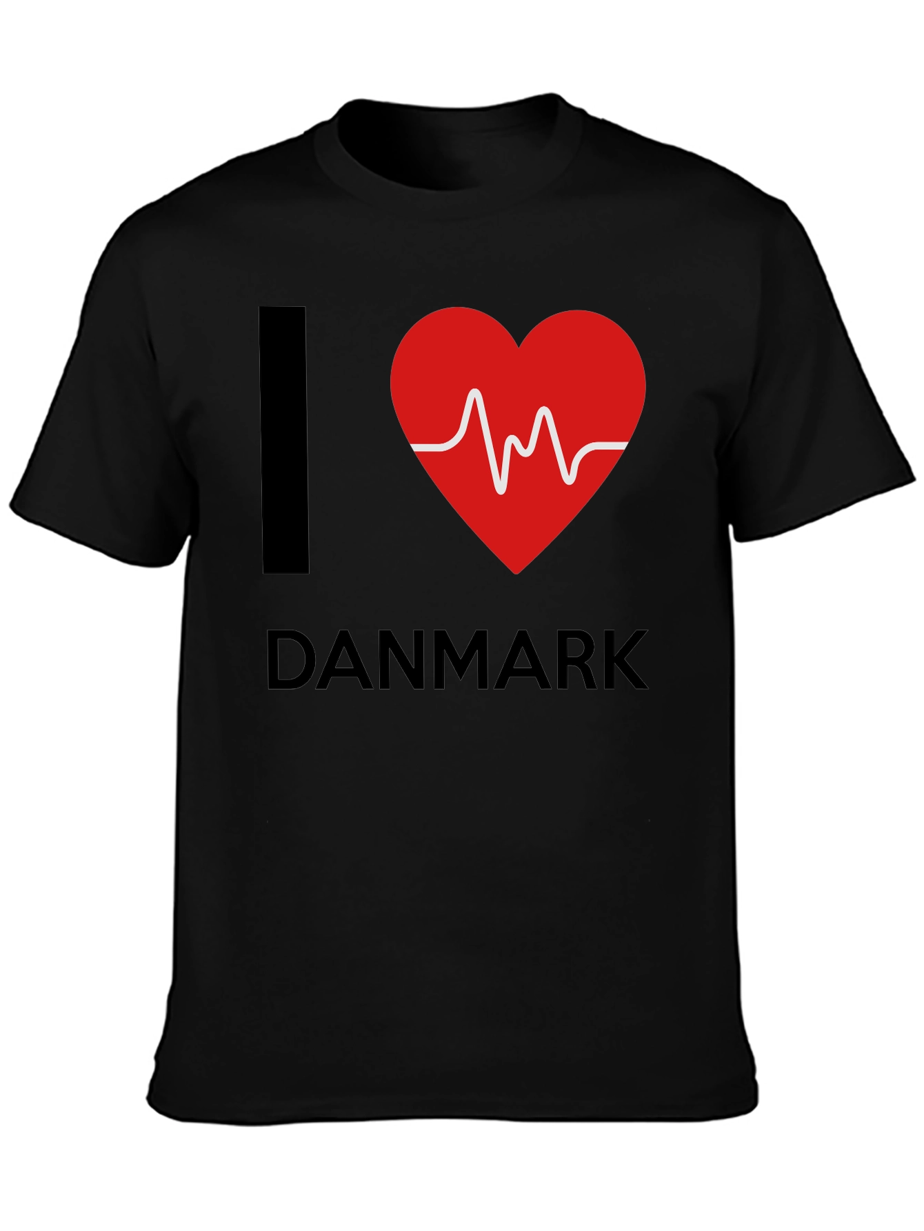 I Heart Denmark T-Shirt: Mens Black Graphic Tee