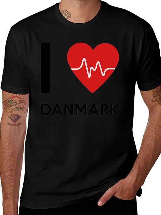 I Heart Denmark T-Shirt: Mens Black Graphic Tee