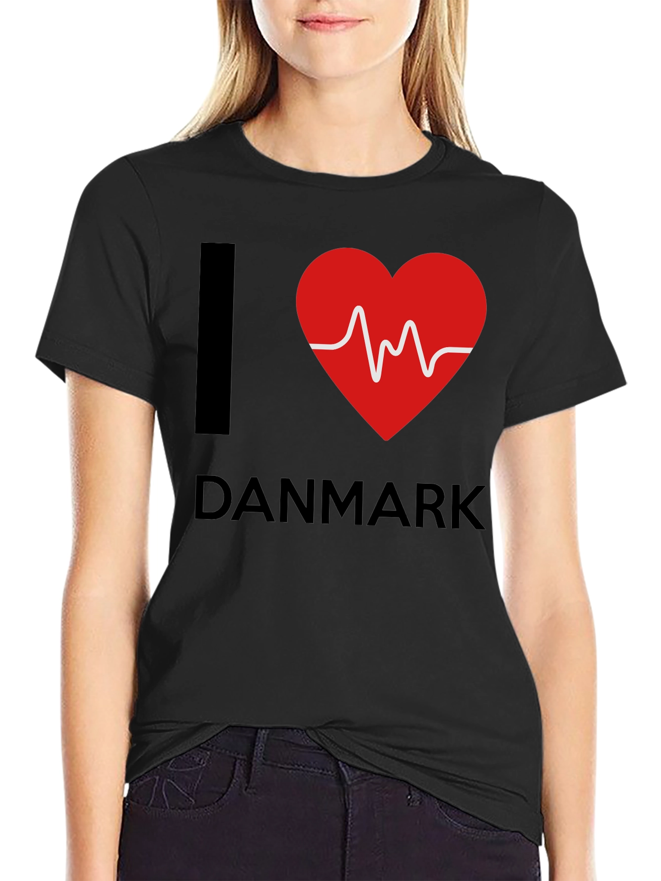 I Heart Denmark T-Shirt: Mens Black Graphic Tee