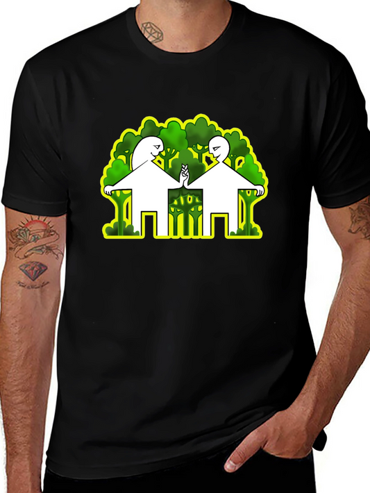Abstract Peace Tree Graphic Tee - Black