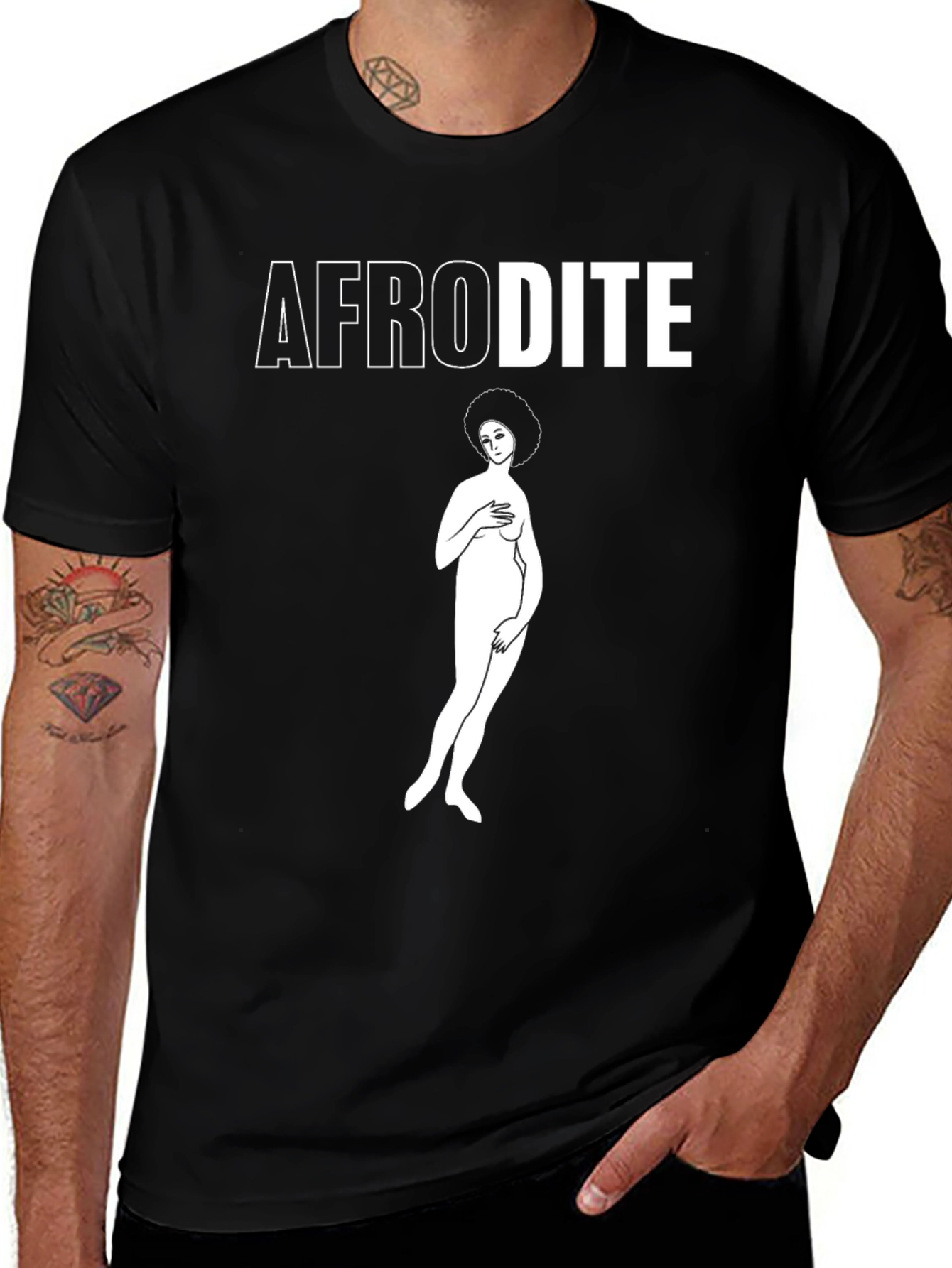 Afrodite Graphic Tee - Black Cotton Unisex Shirt
